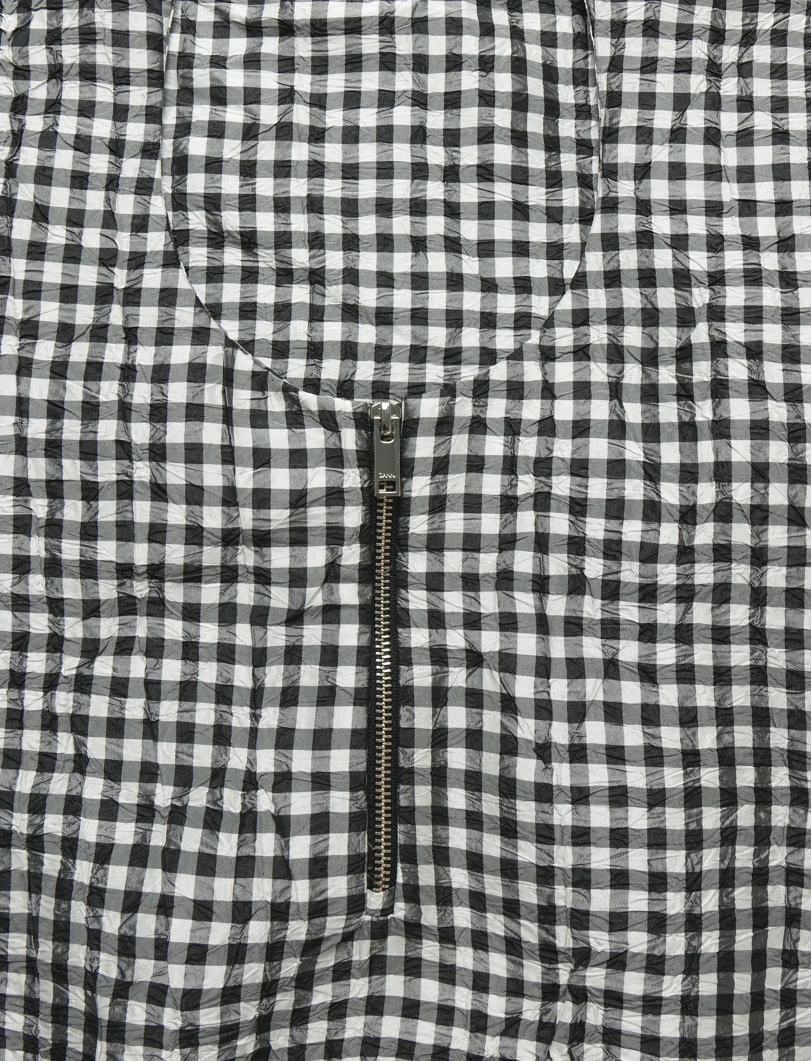 Ganni - Crinkled Check Mini Dress - korta klänningar - black - 2