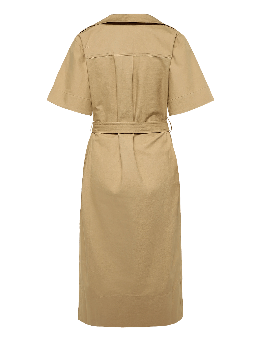 Ganni - Cowl Neck Summer Suiting Dress - suvekleidid - beige - 1