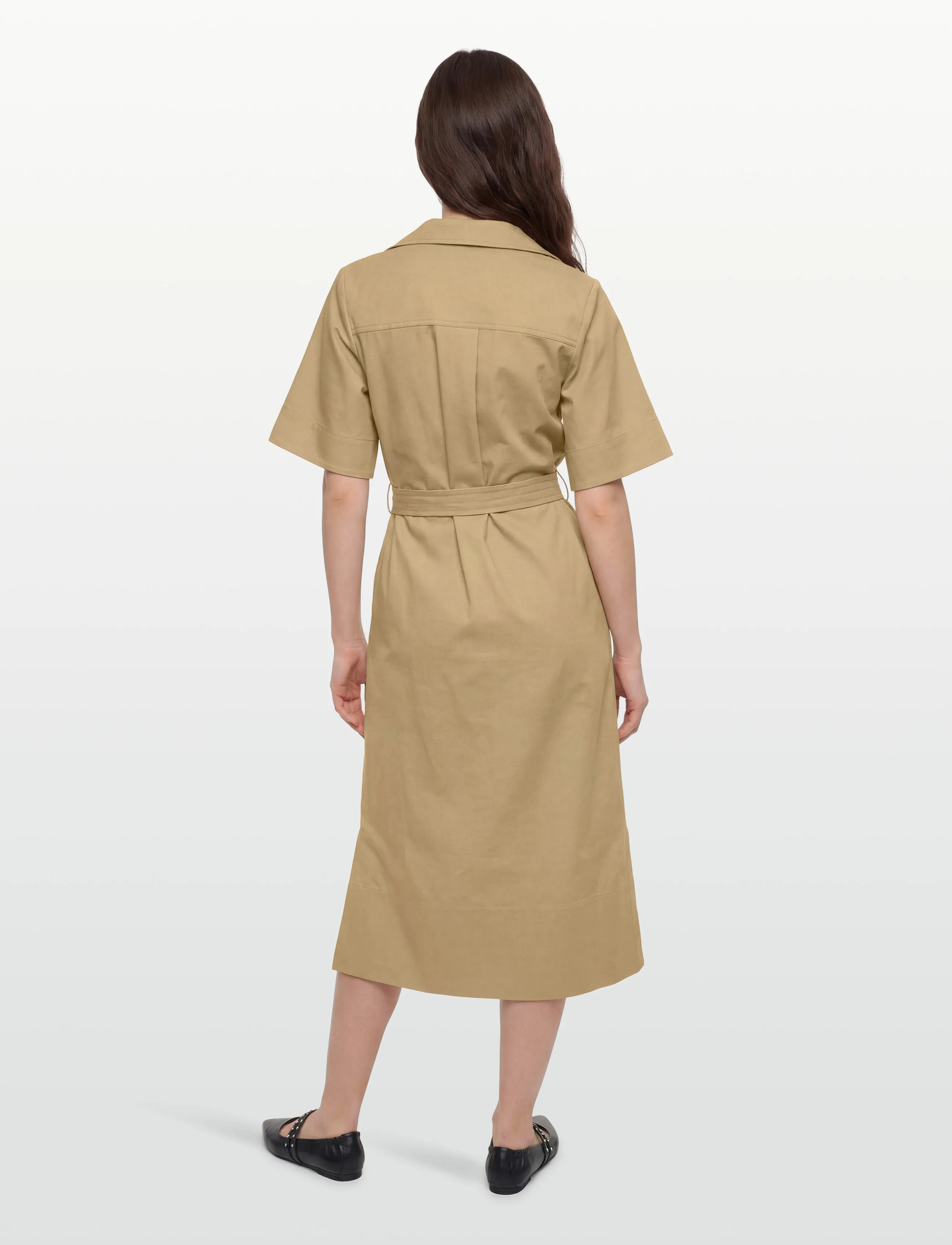 Ganni - Cowl Neck Summer Suiting Dress - sommerkleider - beige - 4