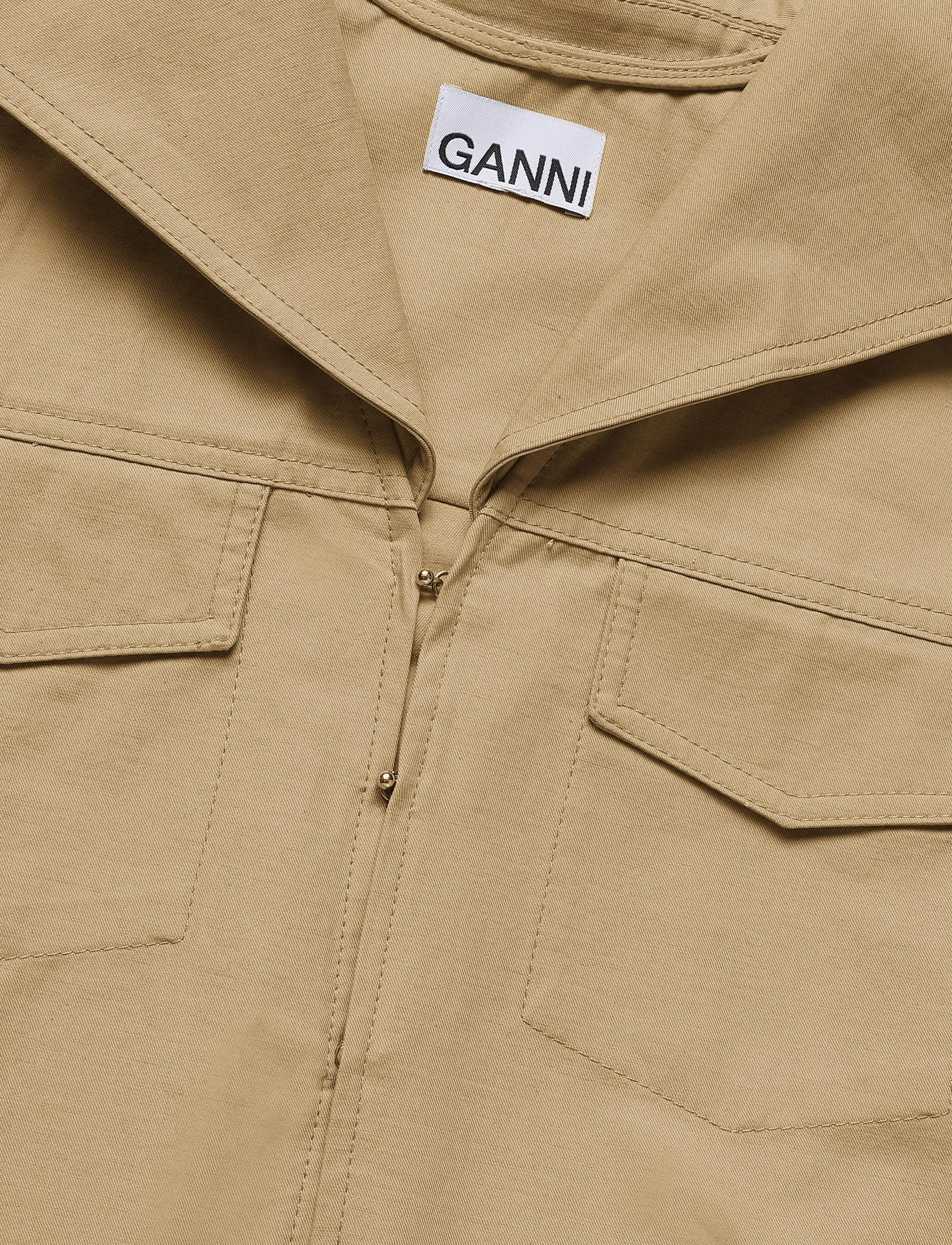 Ganni - Cowl Neck Summer Suiting Dress - beige - 2