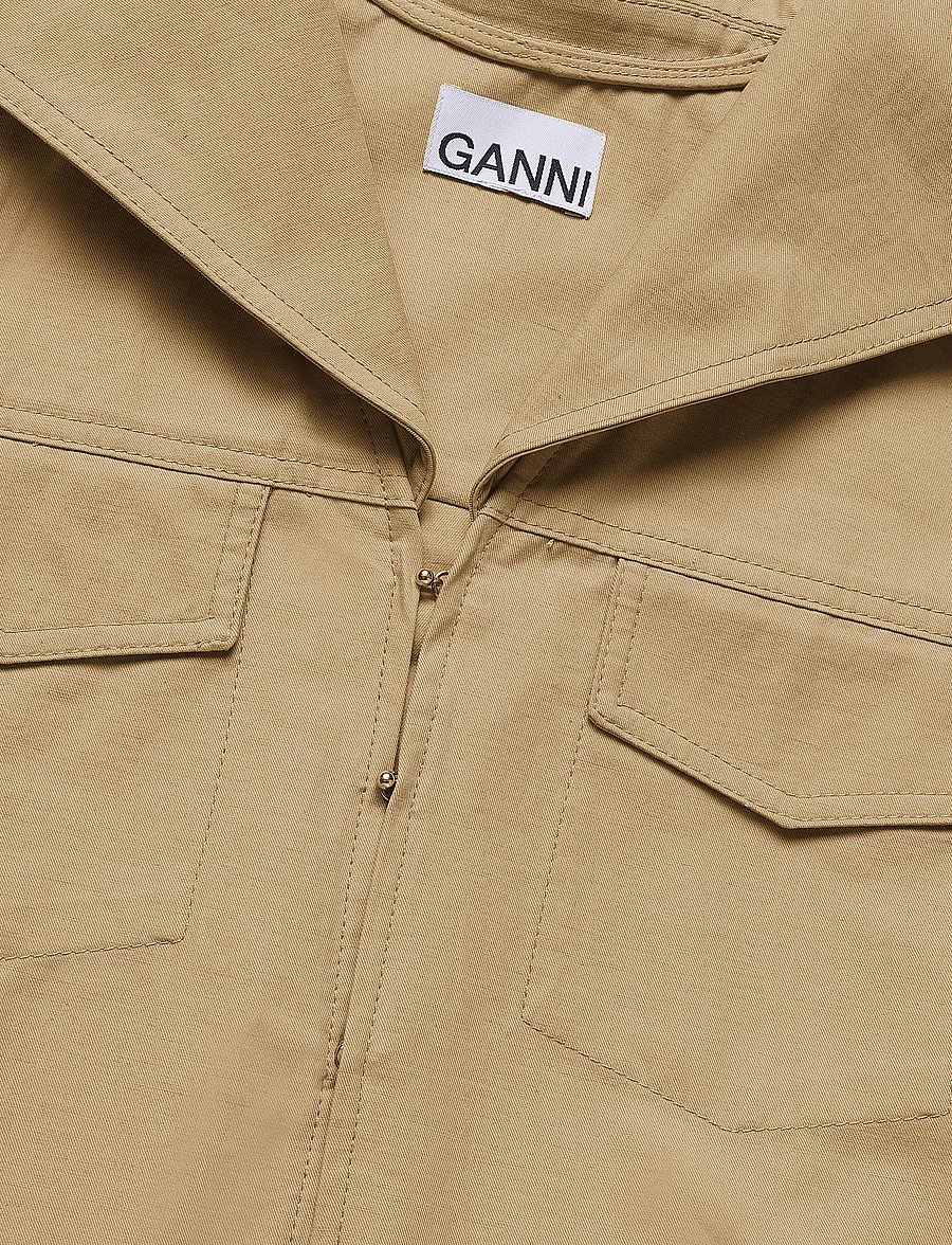Ganni - Cowl Neck Summer Suiting Dress - suvekleidid - beige - 2