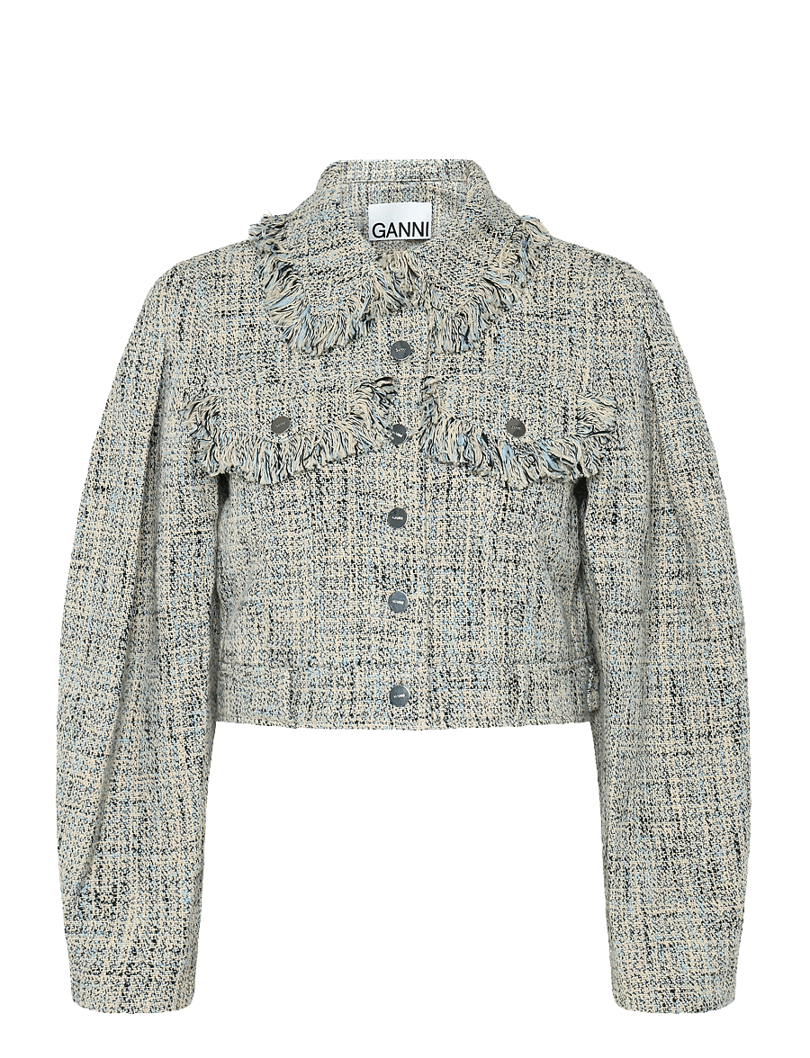 Ganni - Tweed Sakko - korte blazere - beige - 0
