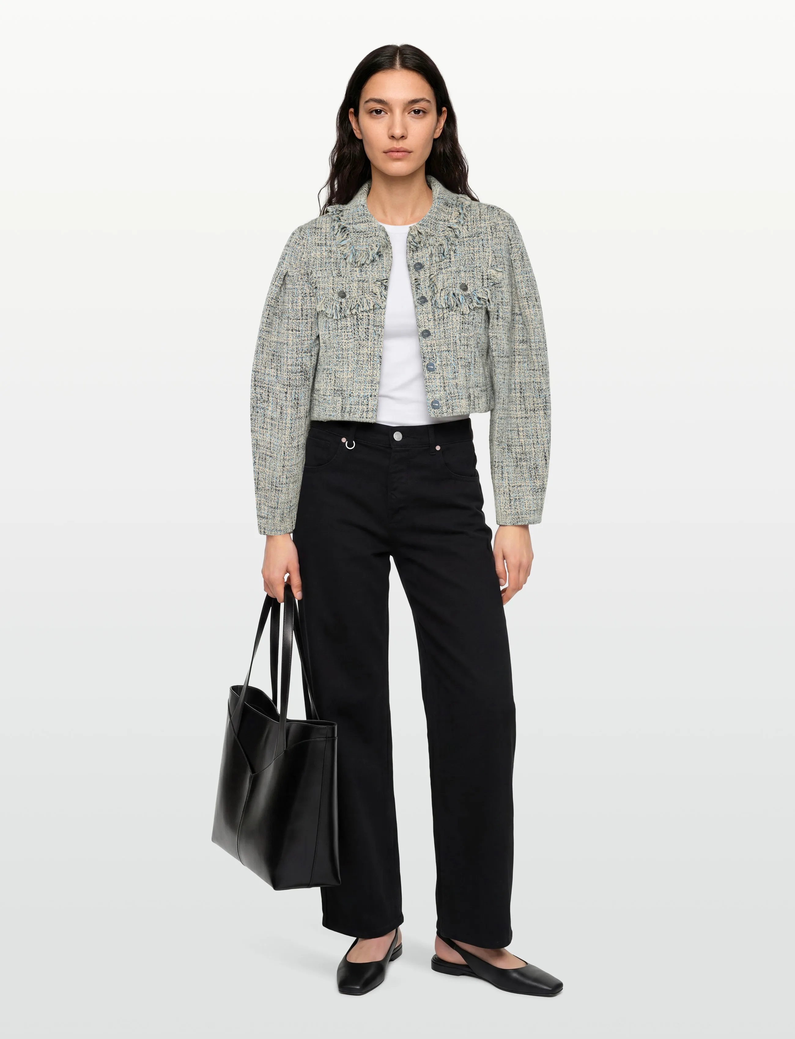 Ganni Tweed Sakko, 34, Beige, Blazere > Cropped Blazere, Dame