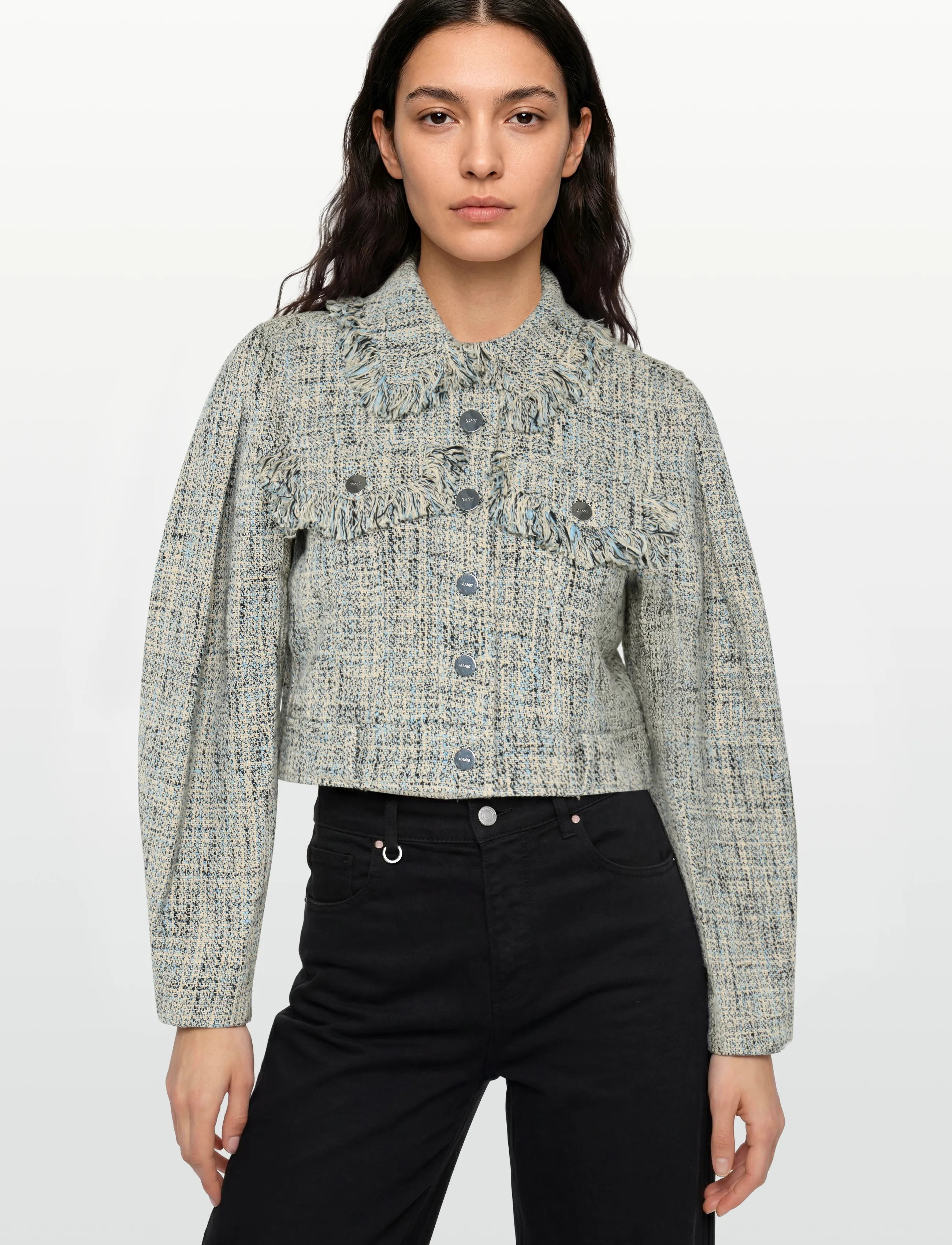 Ganni - Tweed Sakko - korte blazere - beige - 3
