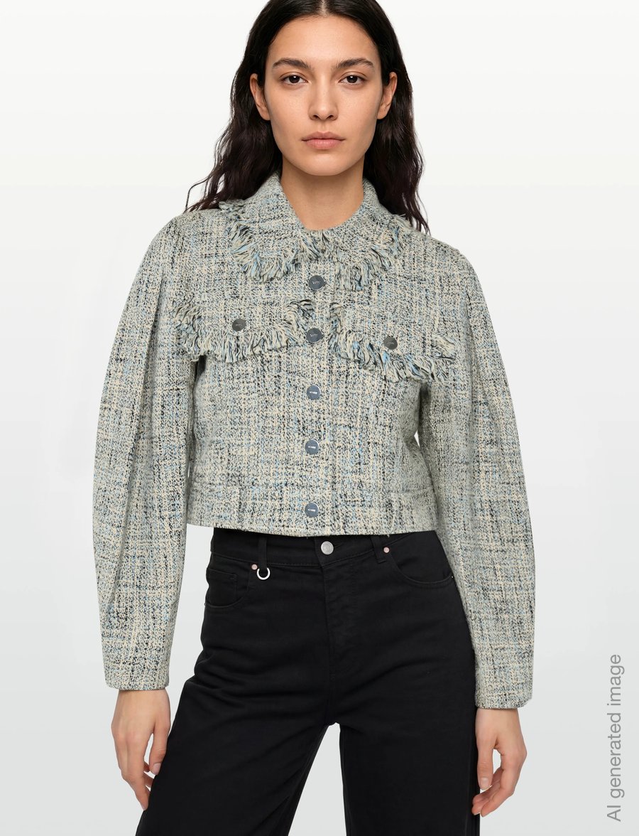 Ganni - Tweed Sakko - korte blazere - beige - 3