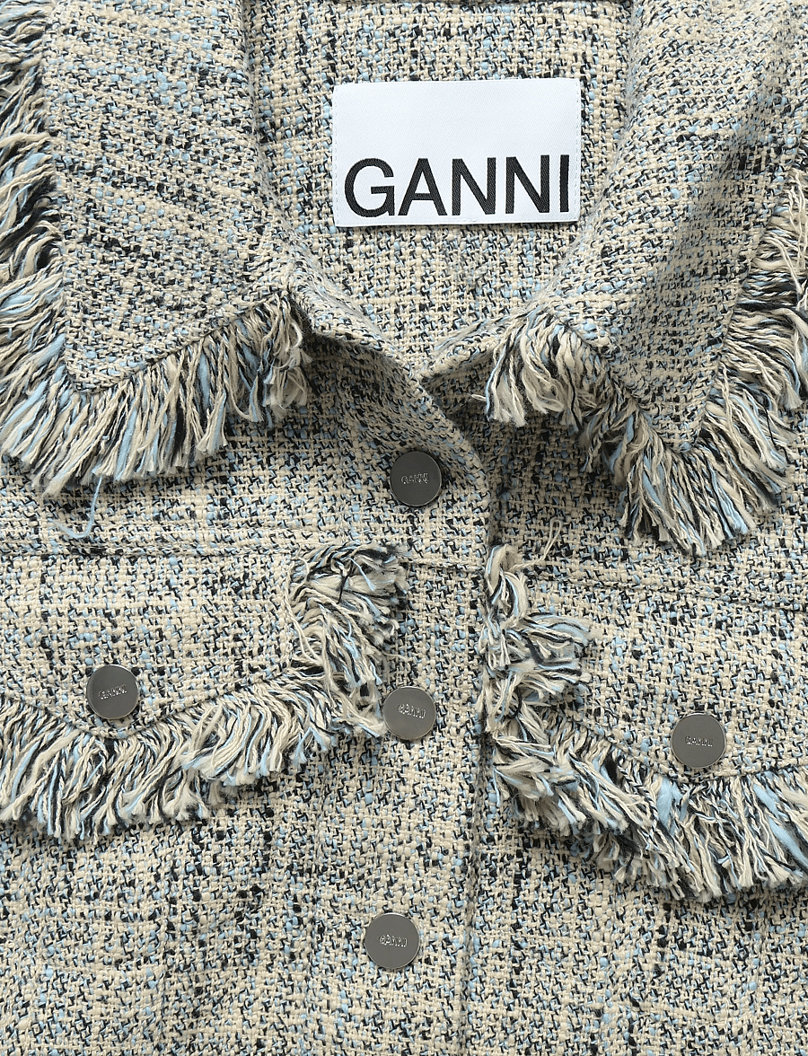 Ganni - Tweed Sakko - korte blazere - beige - 2