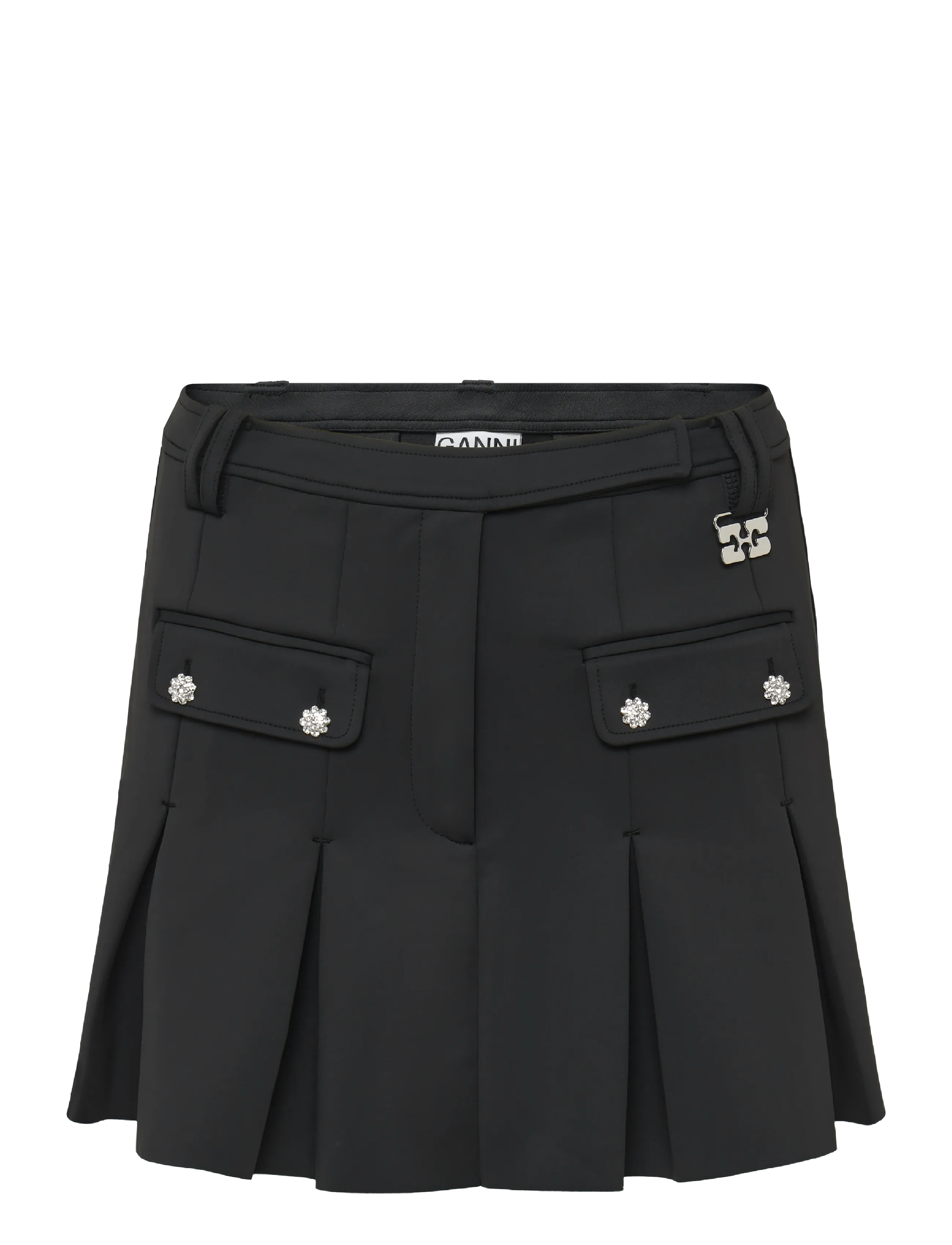 Ganni Pleated Mini Skirt - GANNI - BLACK / black