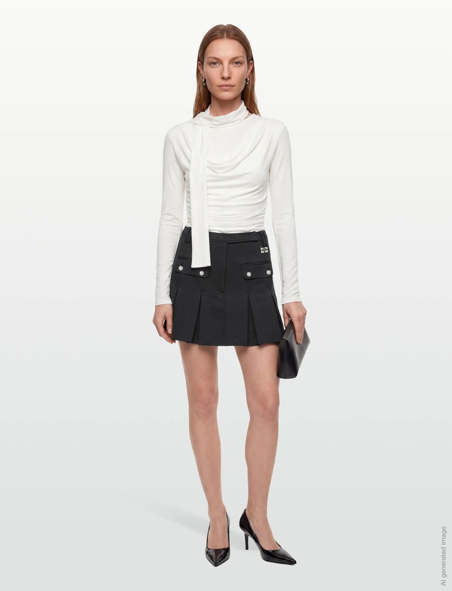 Ganni - Pleated Mini Skirt - faltenröcke - black - 0