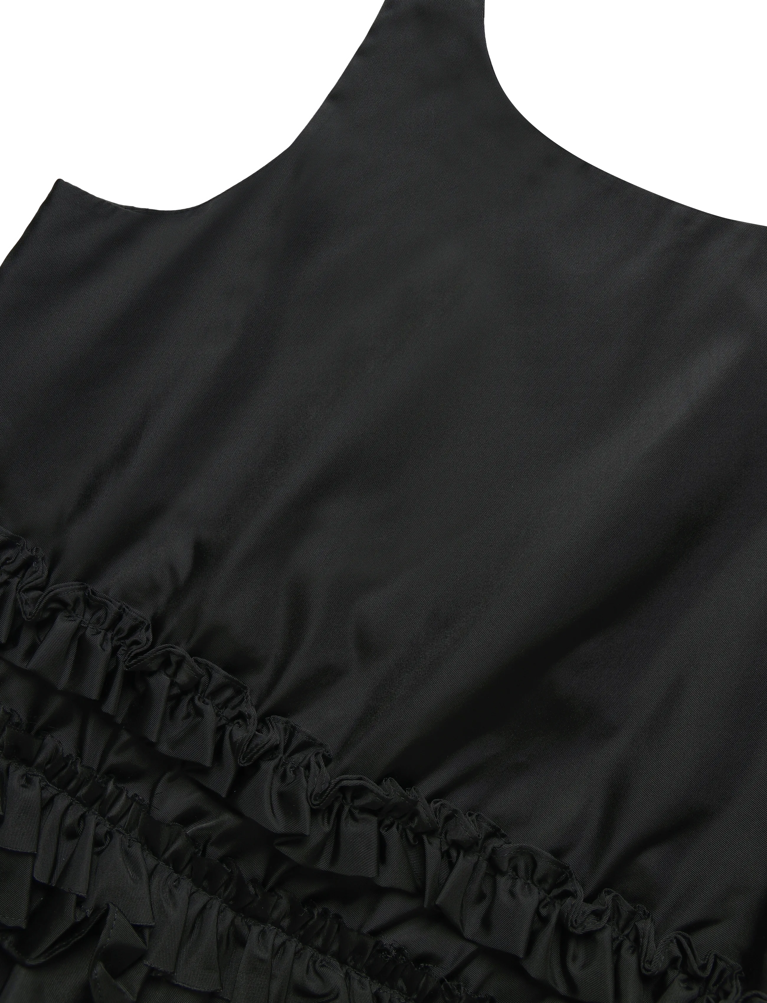 Ganni - Duchesse Nylon Open Back Frill Top - black - 2