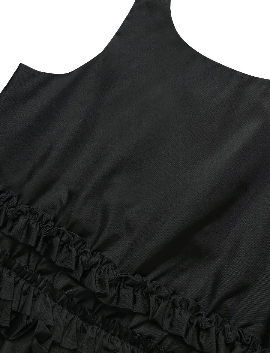 Ganni - Duchesse Nylon Open Back Frill Top - Ärmellose tops - black - 2