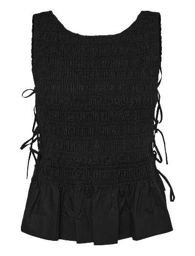 Cotton Poplin Smock Tie String Top - æRmeløSe Bluser