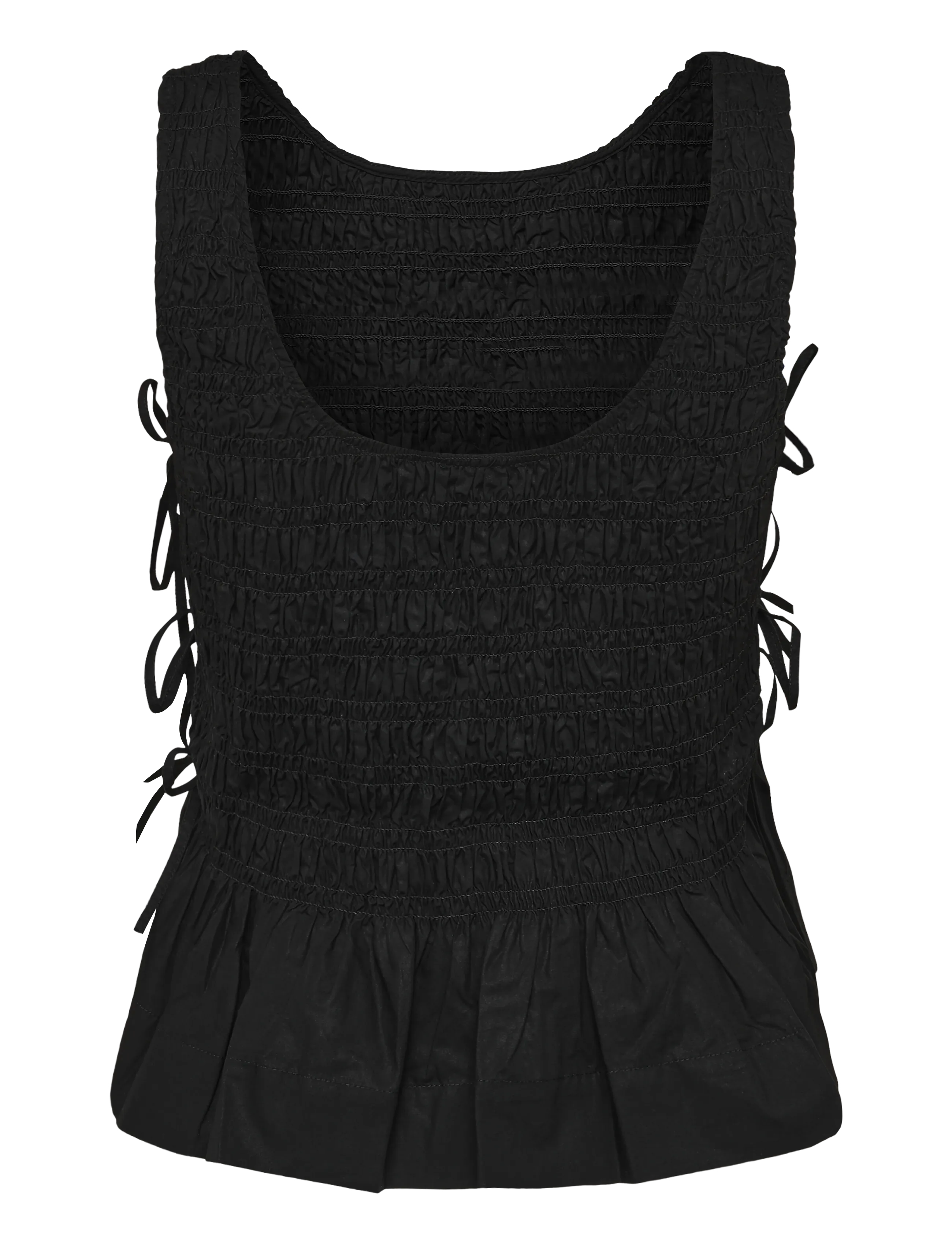 Ganni - Cotton Poplin Smock Tie String Top - black - 1
