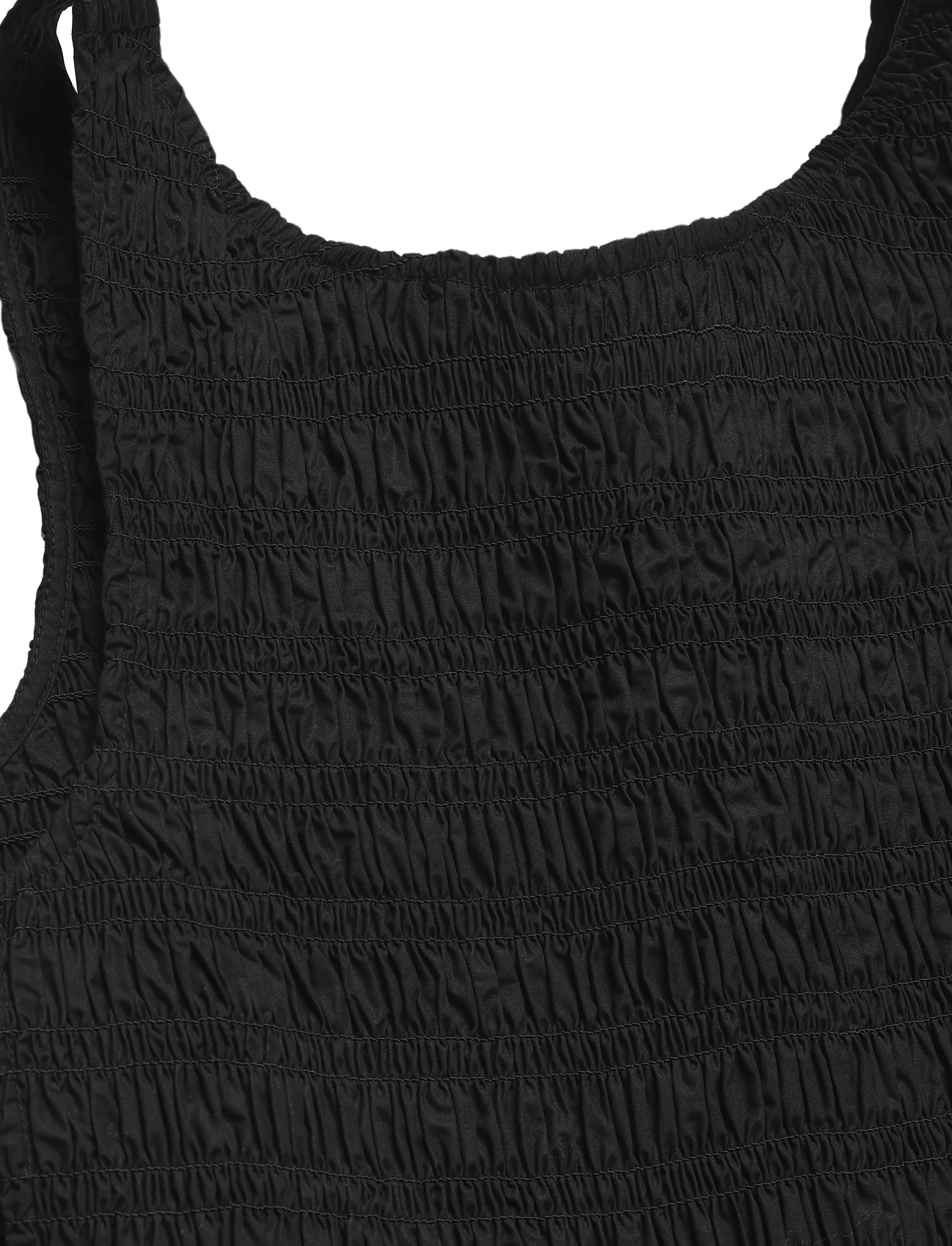 Ganni - Cotton Poplin Smock Tie String Top - black - 2