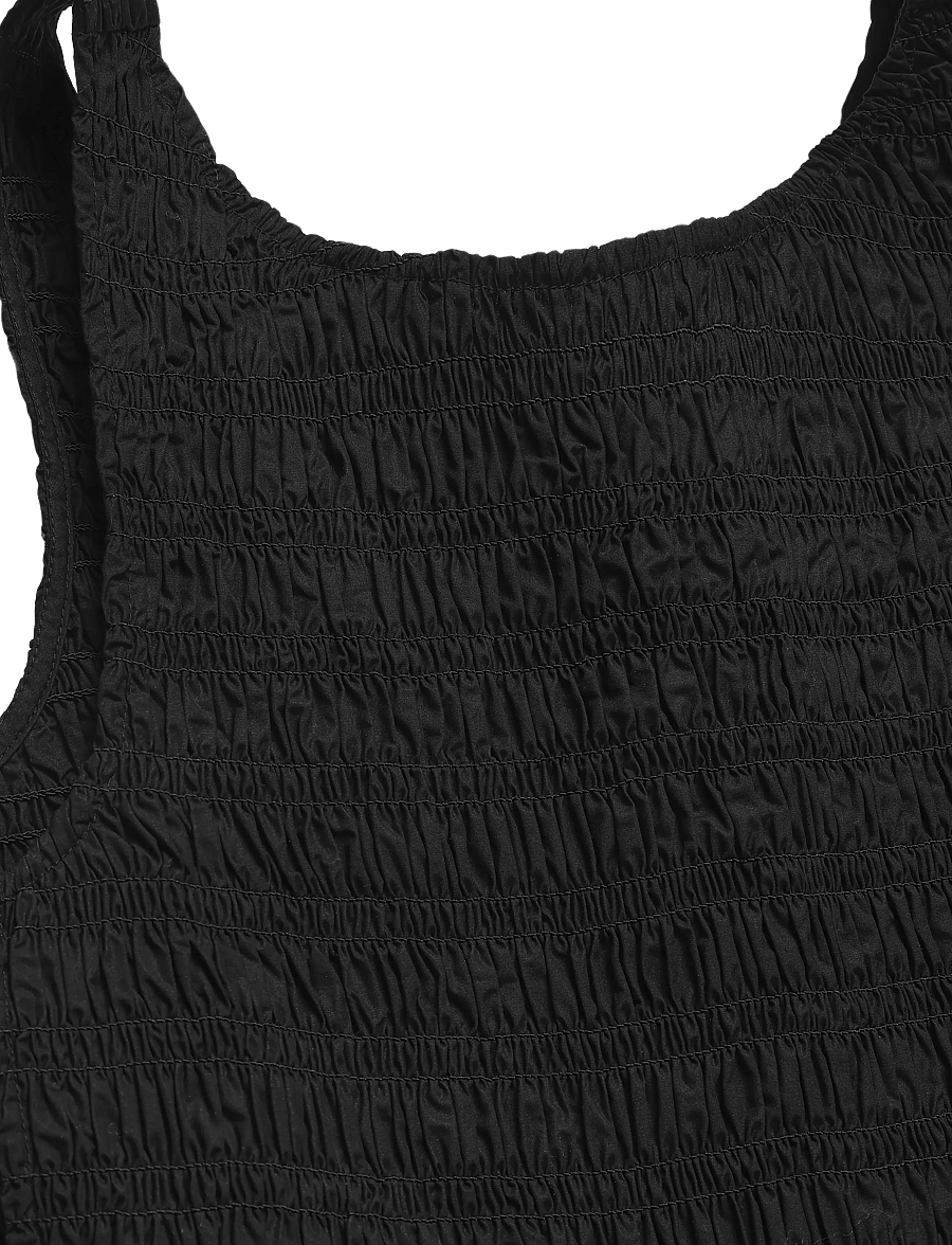 Ganni - Cotton Poplin Smock Tie String Top - Ærmeløse bluser - black - 2