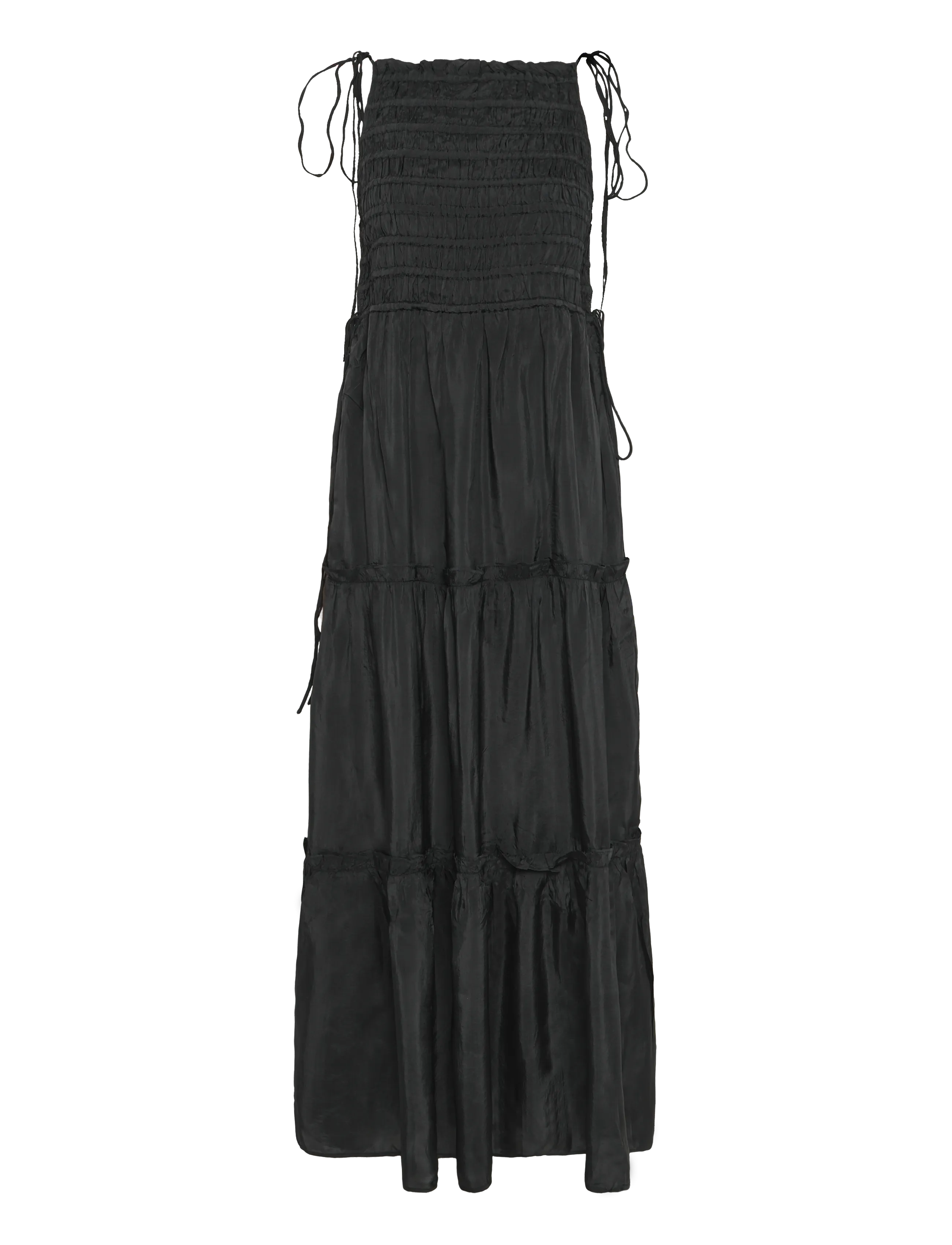 Ganni Maxi Smock Tie Dress, 34, Dresses, Schwarz - Frauen