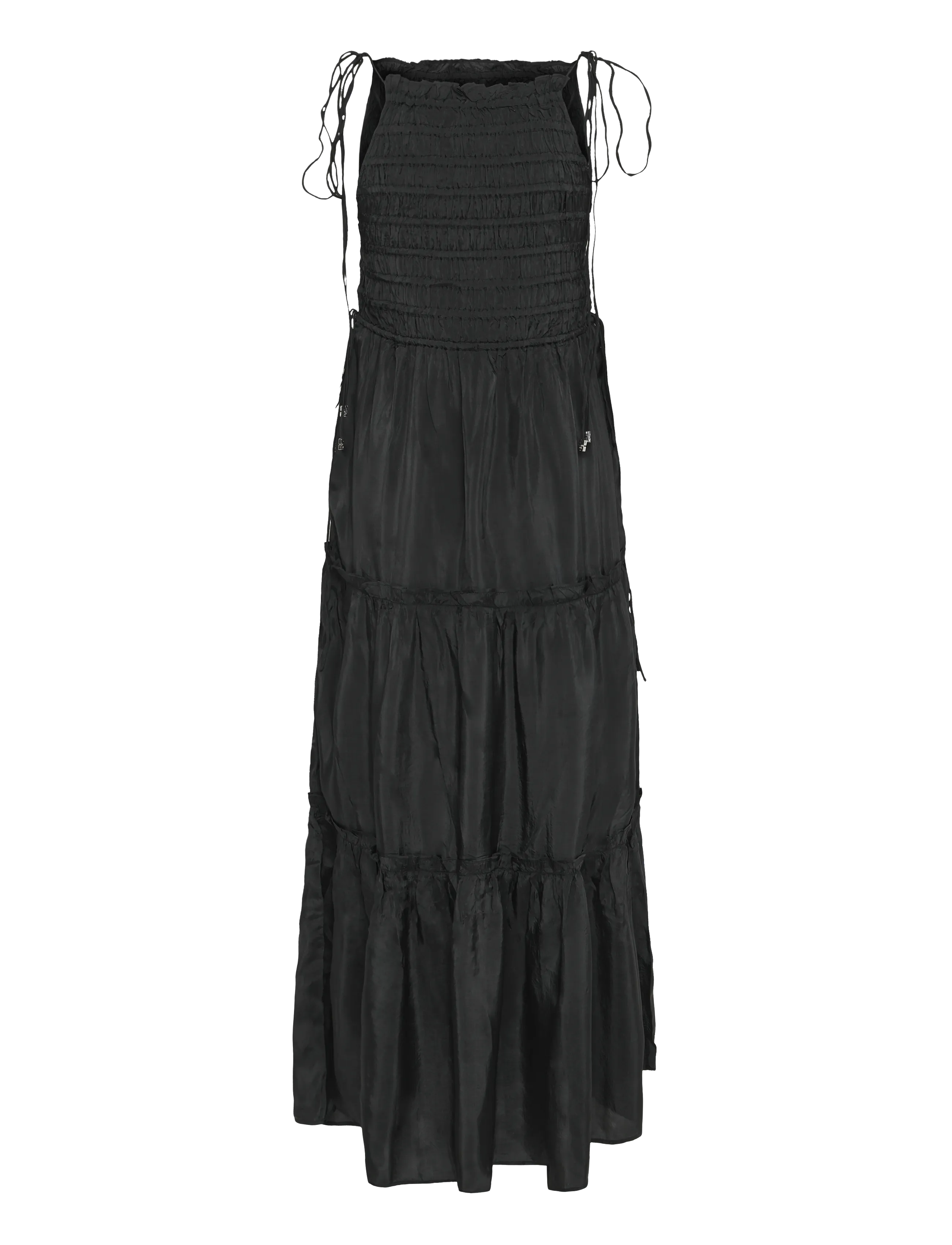 Ganni - Maxi Smock Tie Dress - black - 1