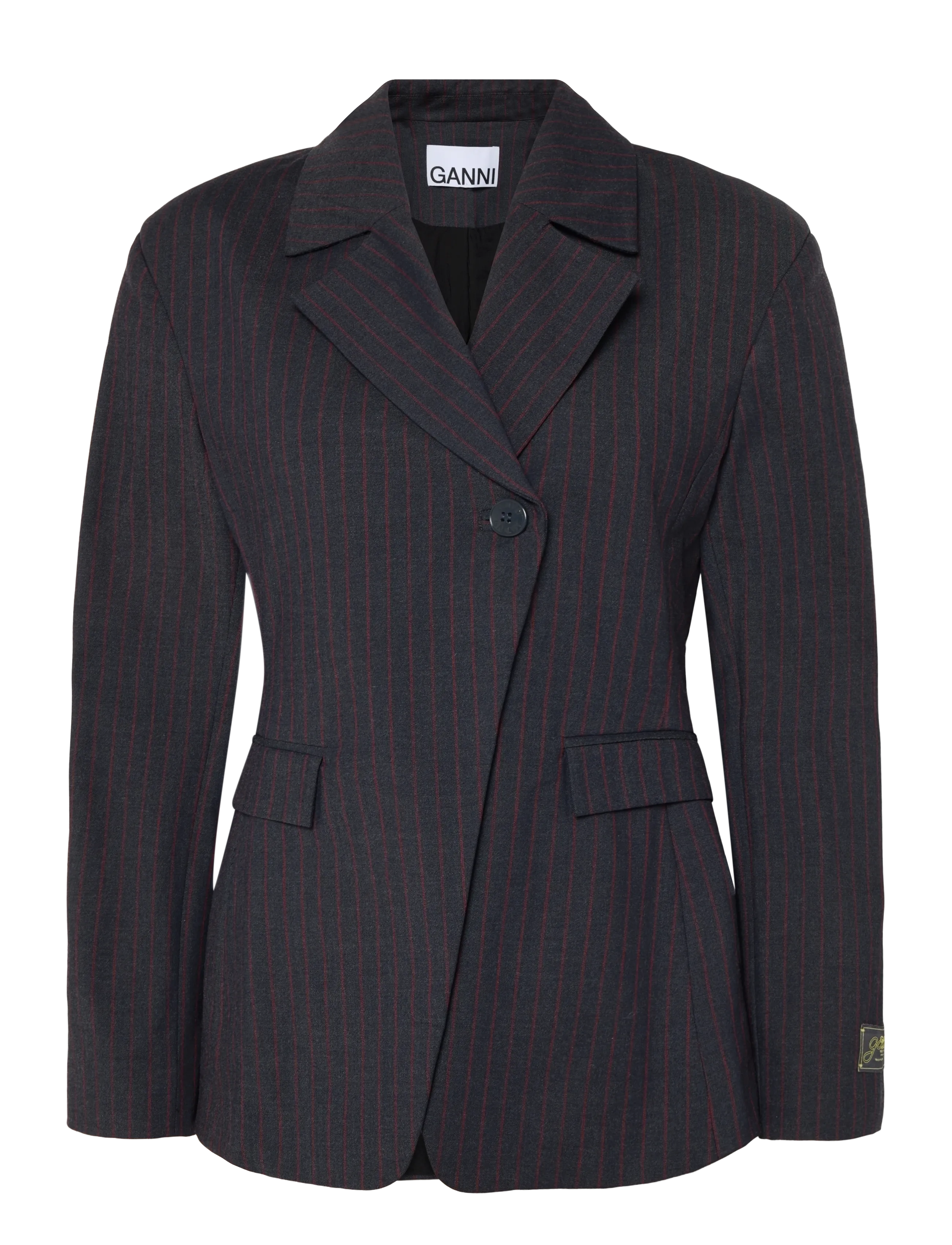 Ganni Stripe Single-Breasted Blazer - Kleidung - GREY / grey