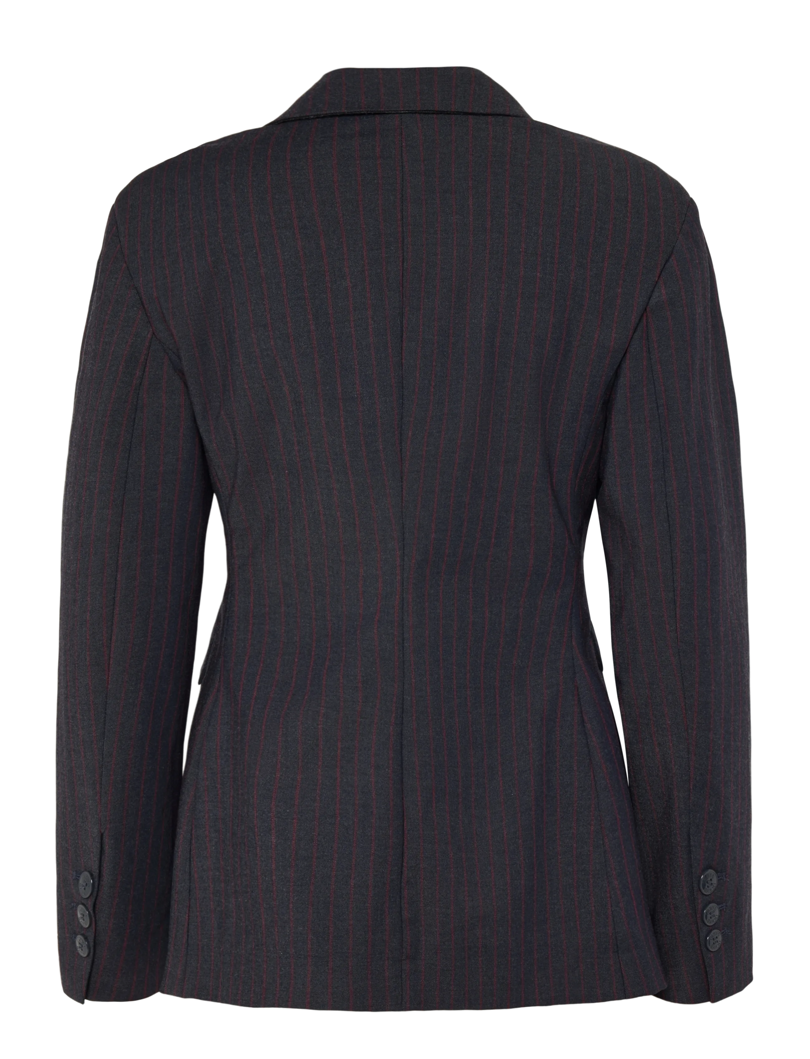 Ganni - Stripe Single-Breasted Blazer - einreihige blazer - grey - 1