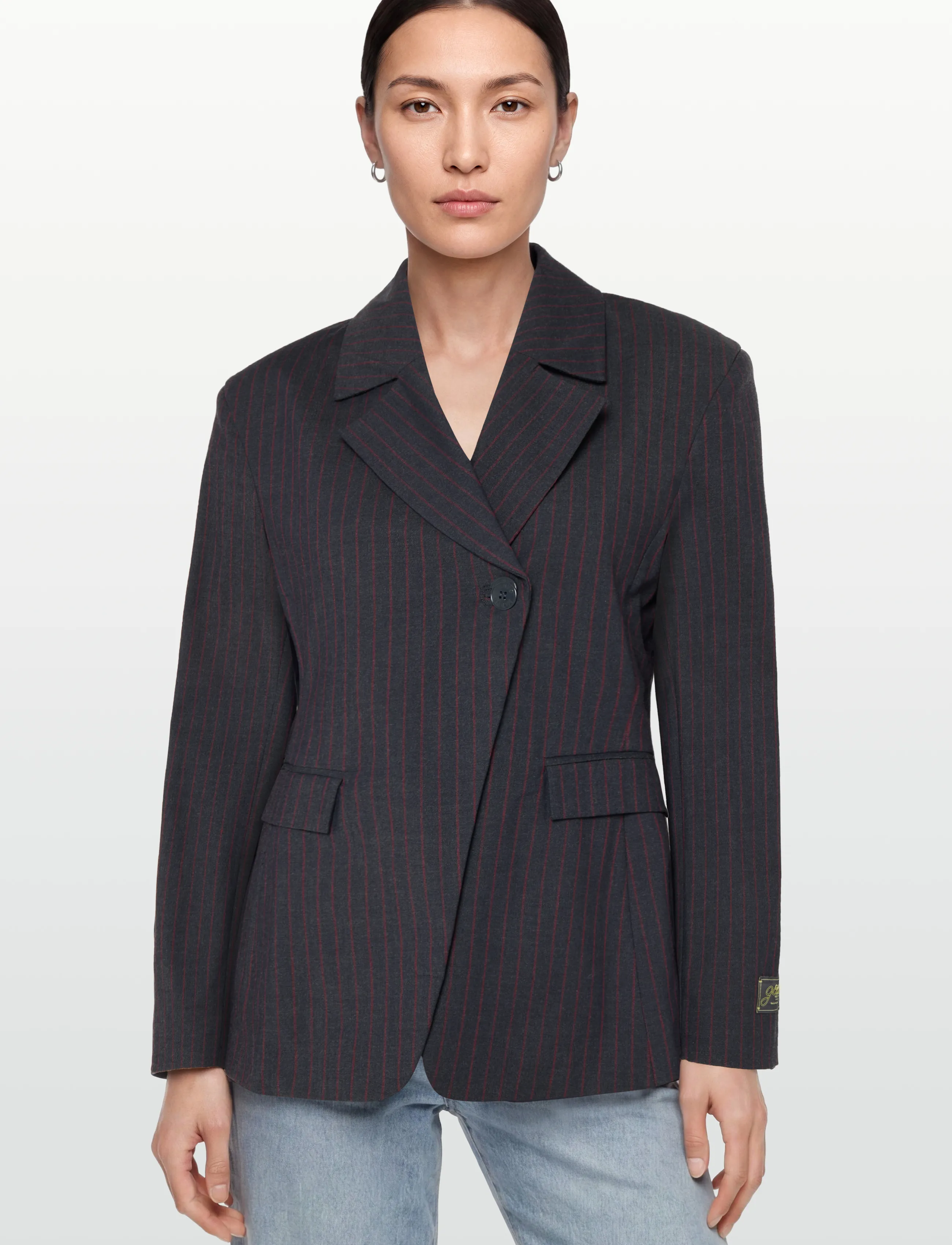 Ganni - Stripe Single-Breasted Blazer - grey - 3