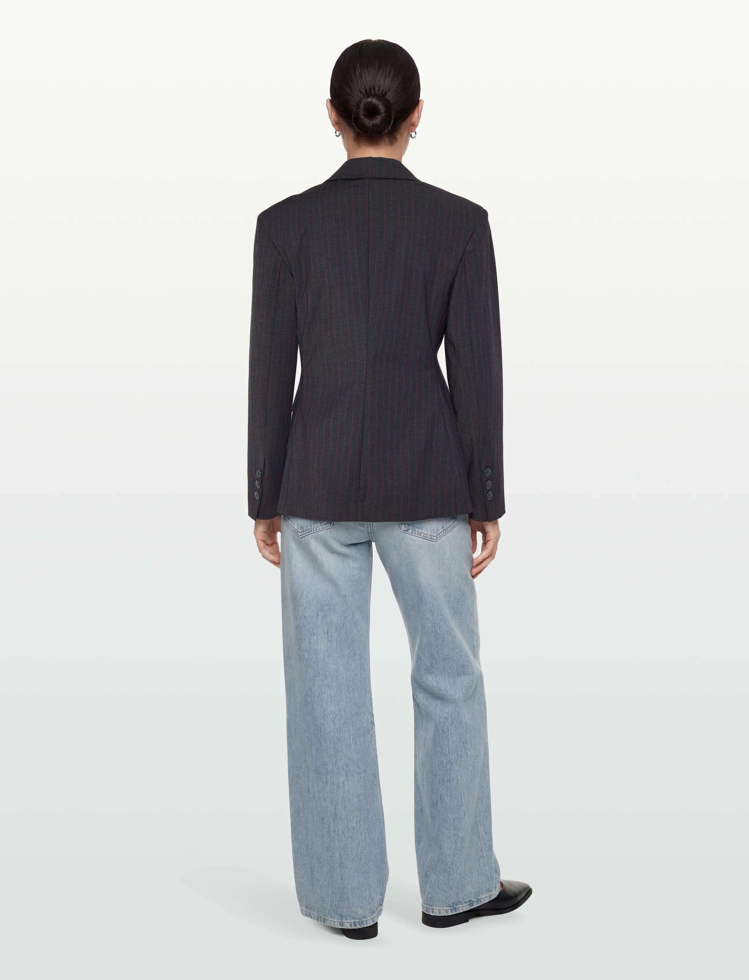Ganni - Stripe Single-Breasted Blazer - grey - 4