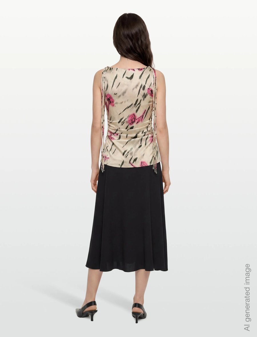 Ganni - Floral Ruched Satin Top - linnen - multicolored - 4