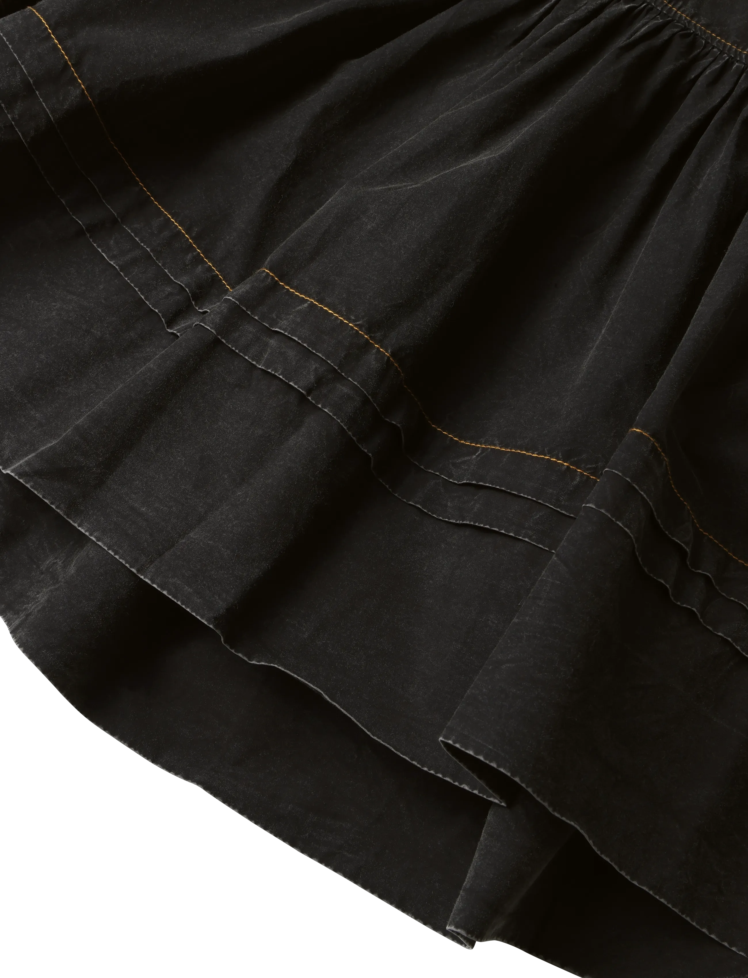 Ganni - Garment Dyed Cotton Frill Sleeve Top - black - 3
