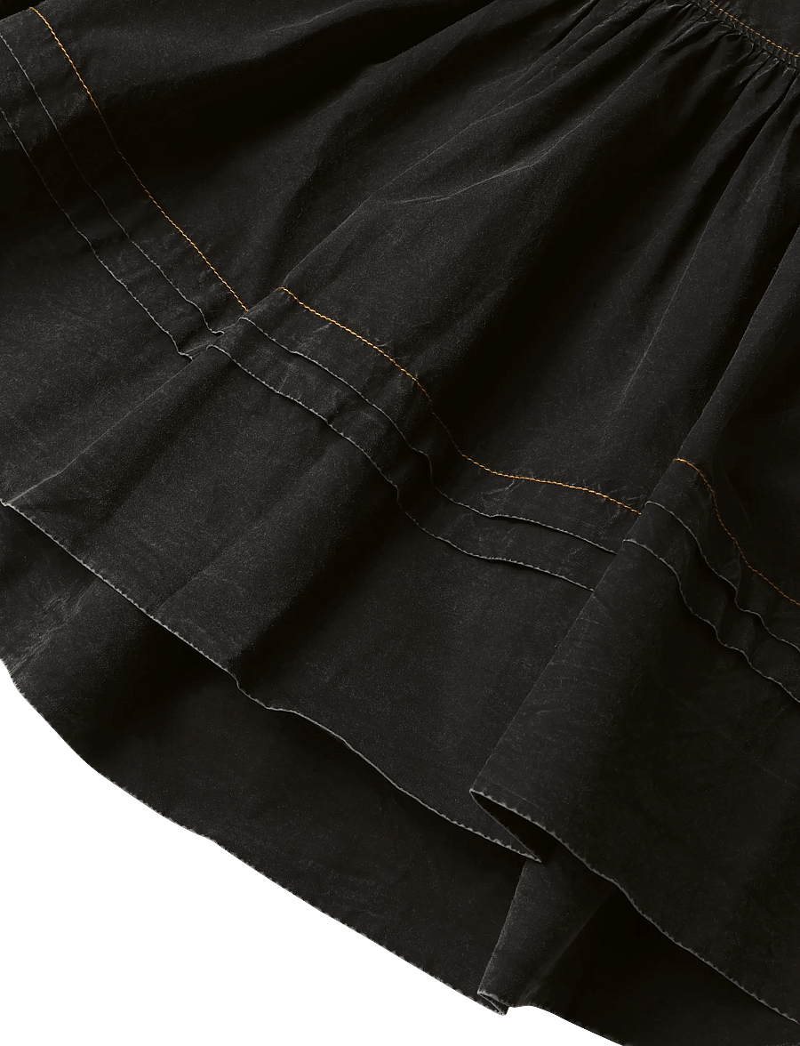 Ganni - Garment Dyed Cotton Frill Sleeve Top - t-shirts - black - 3