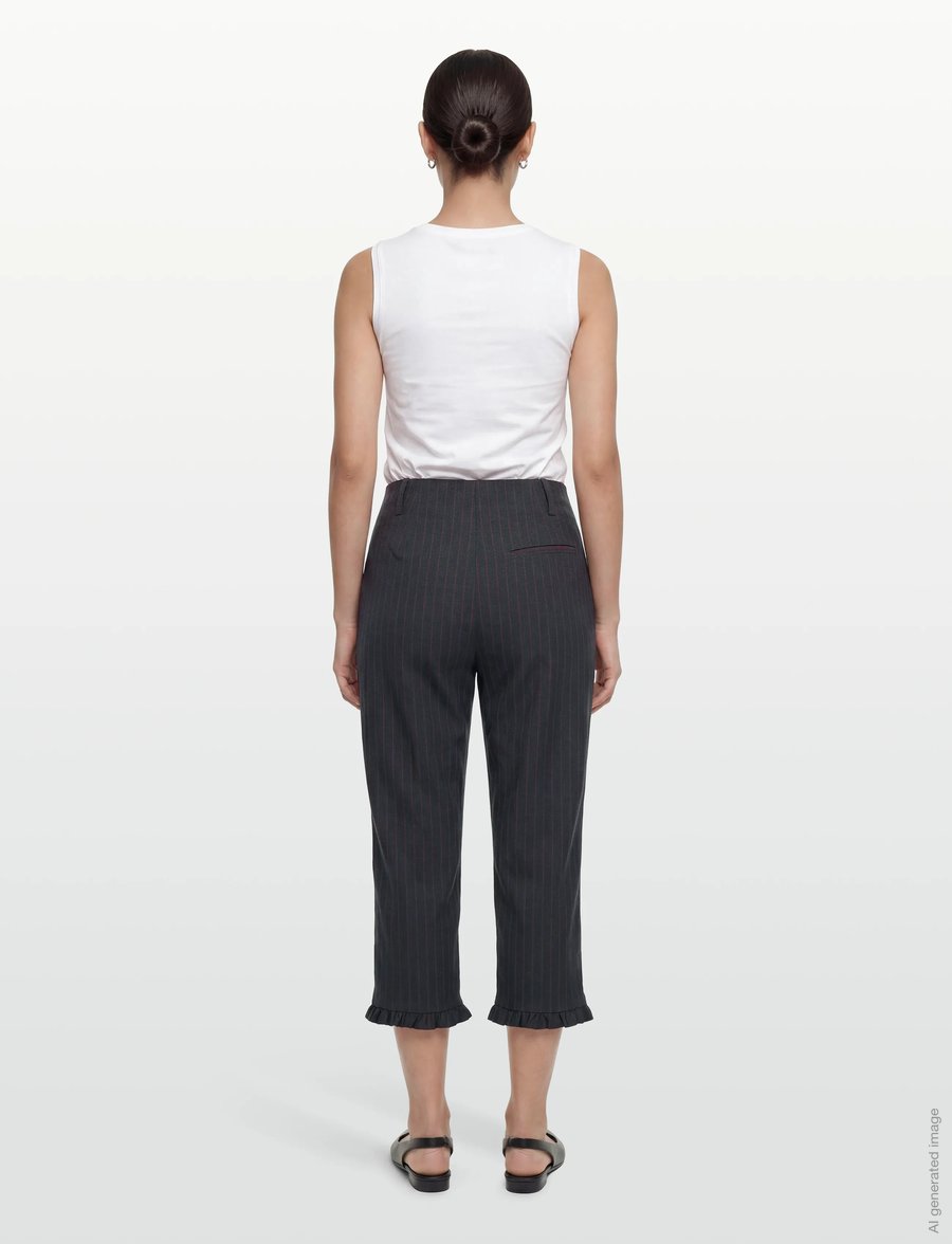 Ganni - Stretch Stripe Capri Pants - grey - 4