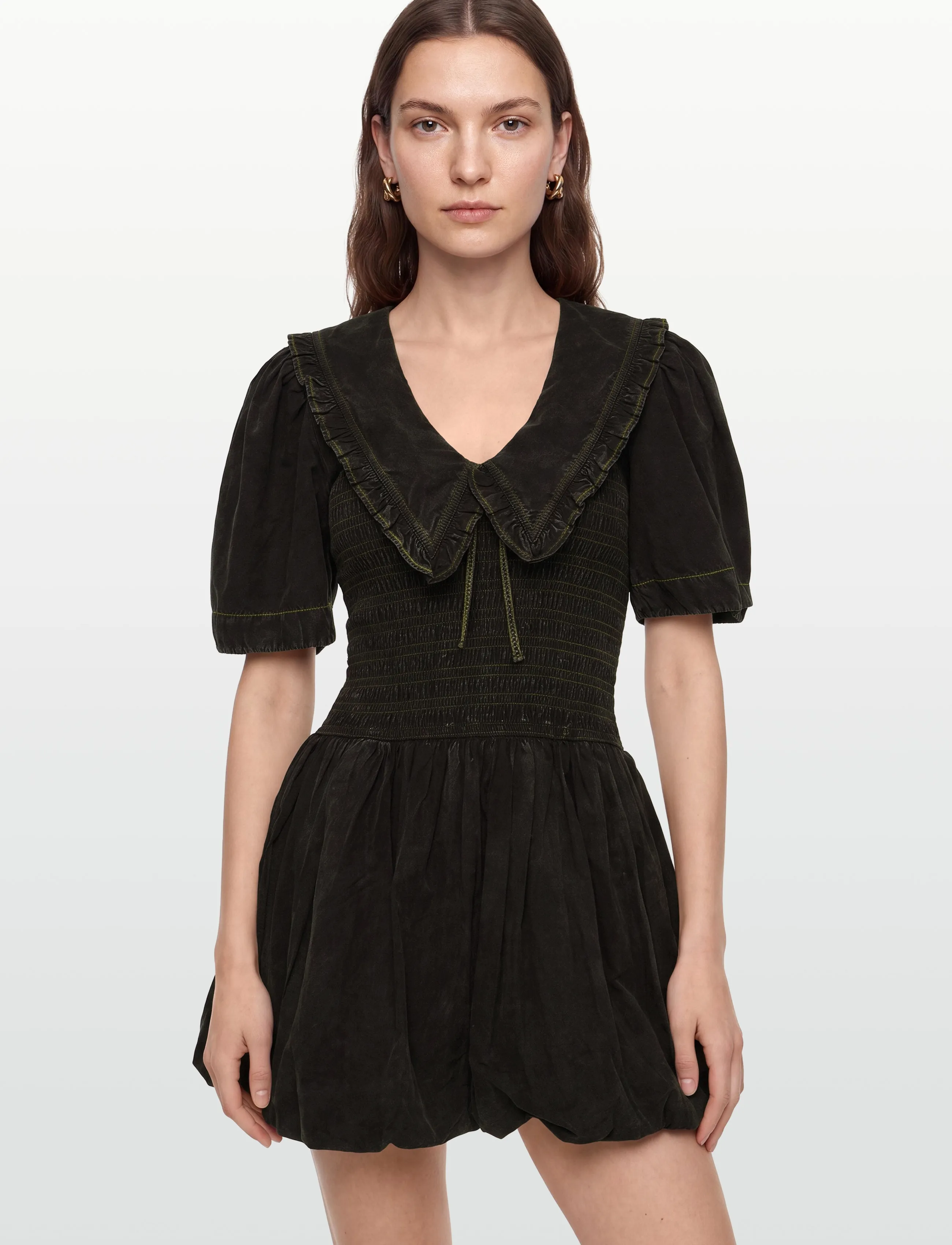 Ganni - Smocked Minidress - minikleidid - black - 3