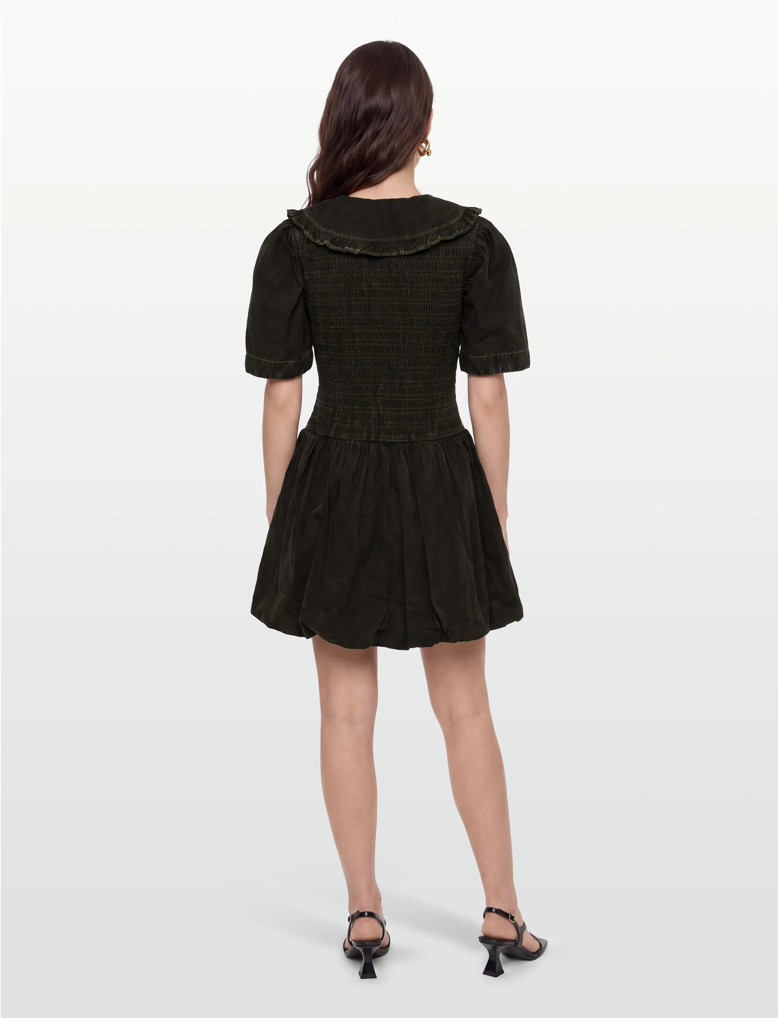 Ganni - Smocked Minidress - minikleidid - black - 4
