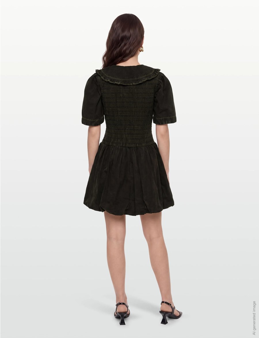 Ganni - Smocked Minidress - korte kjoler - black - 4