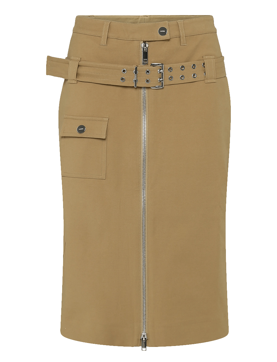 Ganni - Natural Cotton Midi Skirt - midi-röcke - beige - 0
