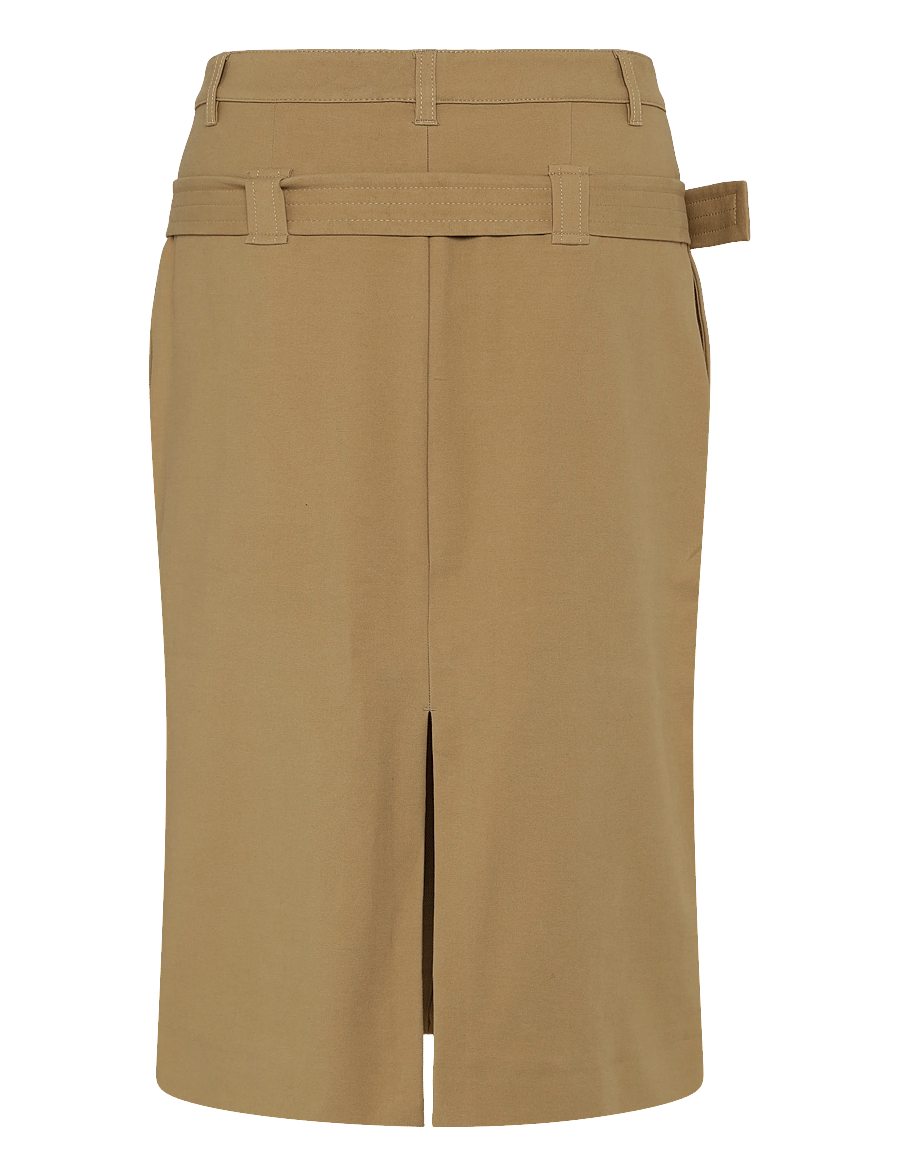 Ganni - Natural Cotton Midi Skirt - midi-röcke - beige - 1