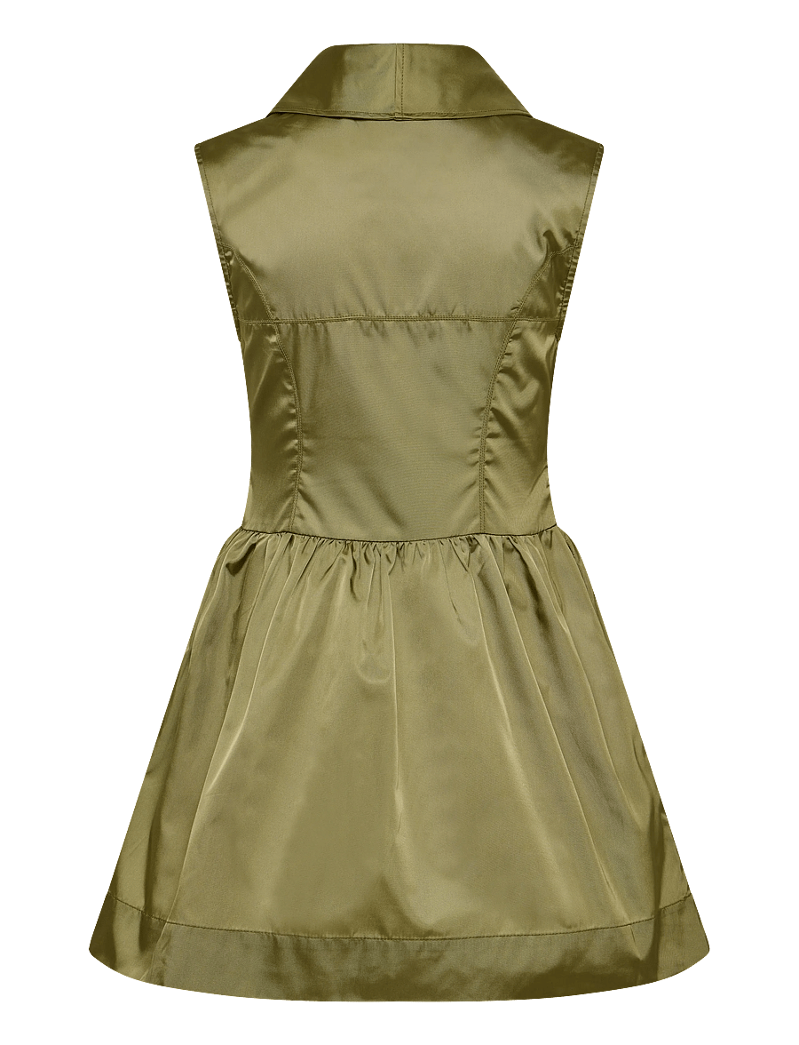 Ganni - Boa Dress In Green Nylon - särkkleidid - green - 1