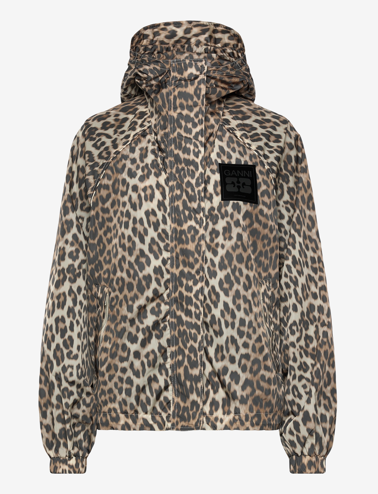 Ganni - Leopard Printed Nylon Jacket - brown - 0