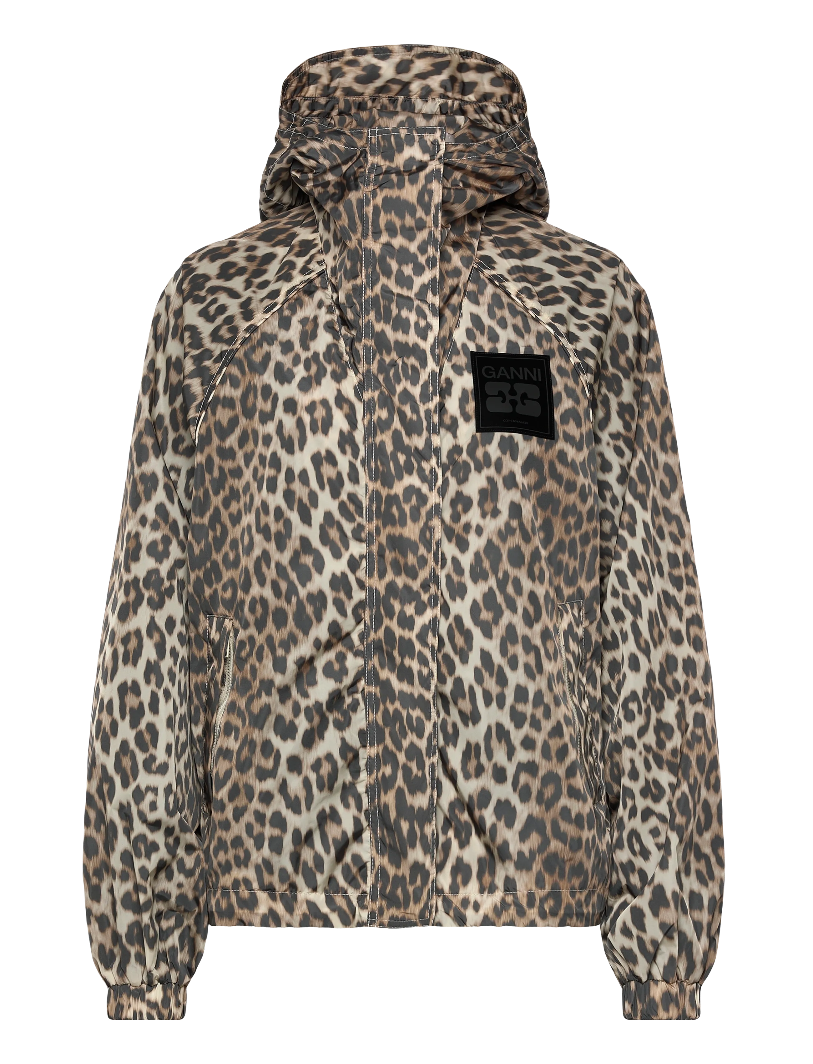 Ganni Leopard Print Nylon Jacket - Jackor & Kappor - BROWN / brown