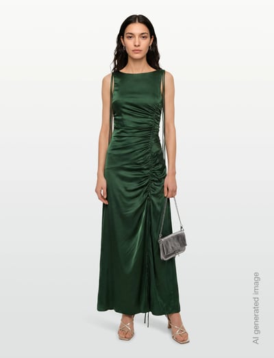 Satin Ruched Maxi Dress - Maxikjoler
