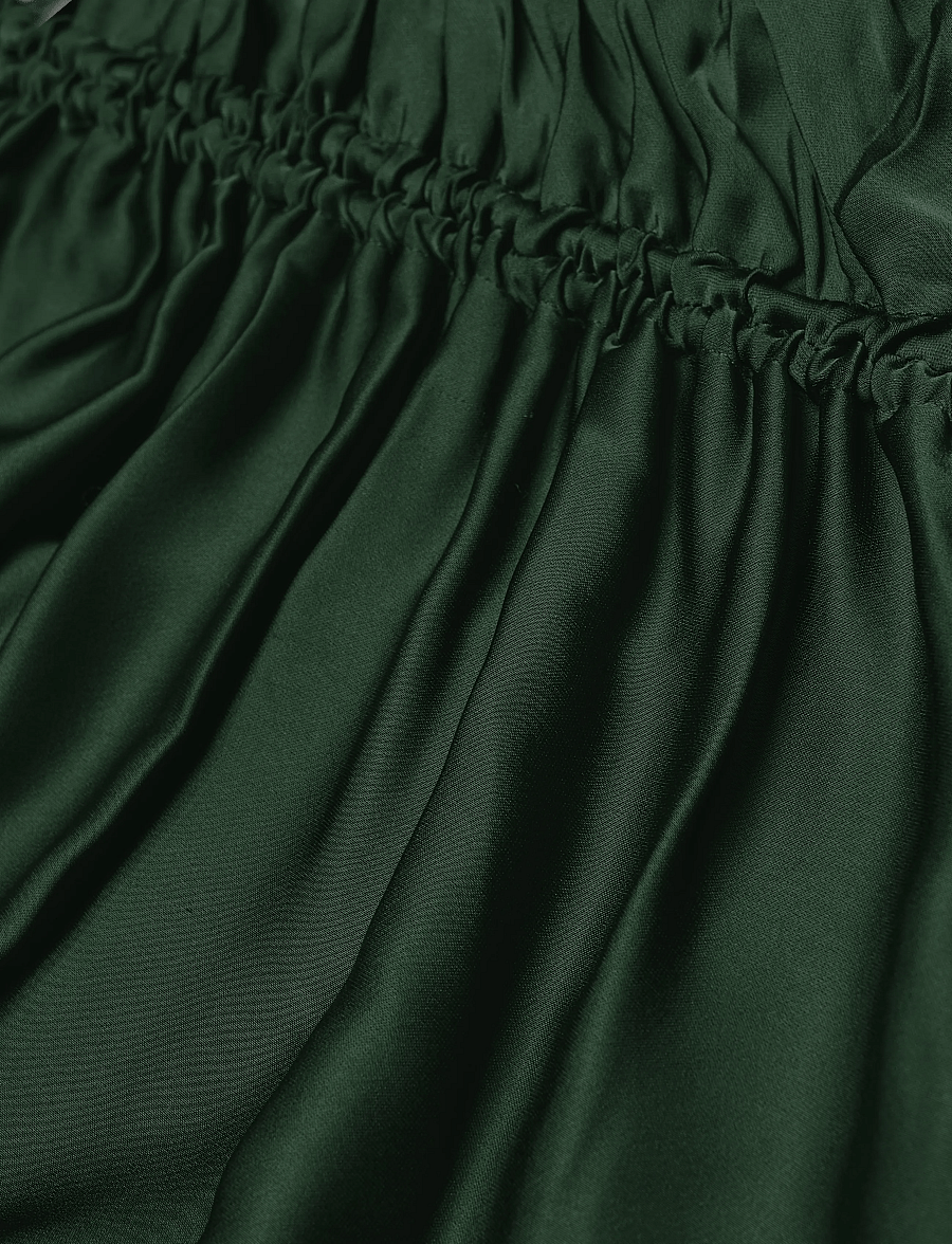 Ganni - Satin Ruched Maxi Dress - aftonklänningar - green - 5