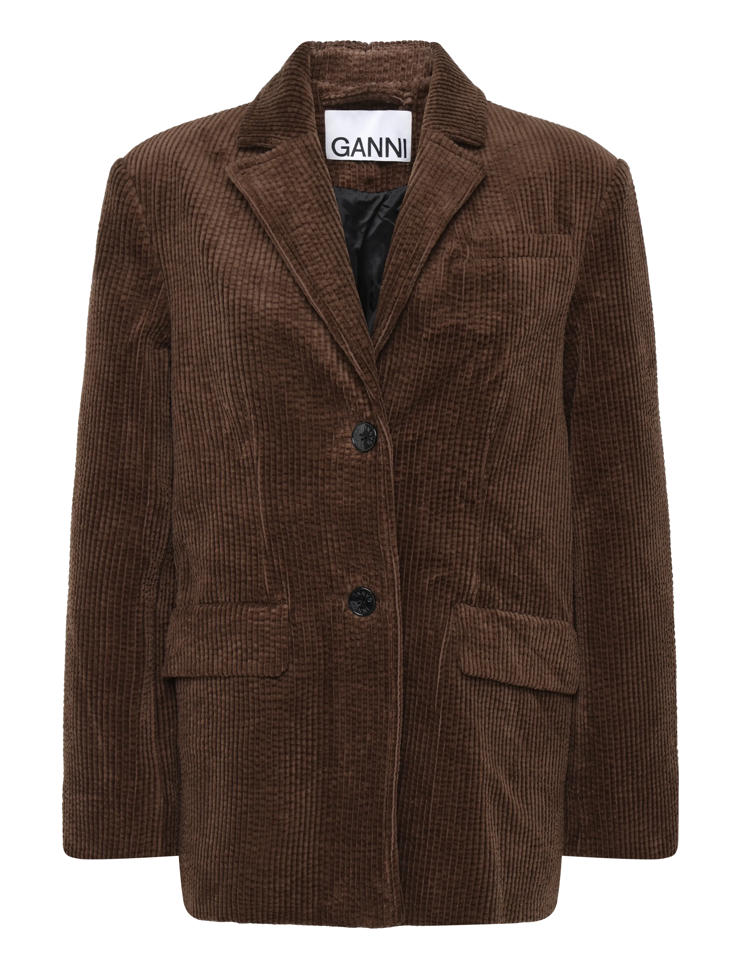 Ganni Brown Seersucker Corduroy Blazer - Sommer i byen - BROWN / brown