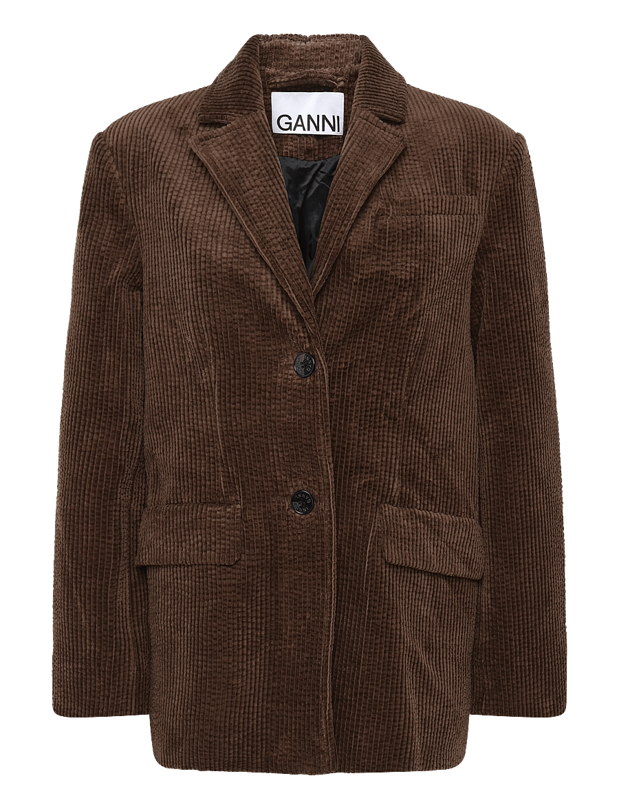 Ganni - Corduroy Blazer Chicory - Üherealised pintsakud - brown - 0