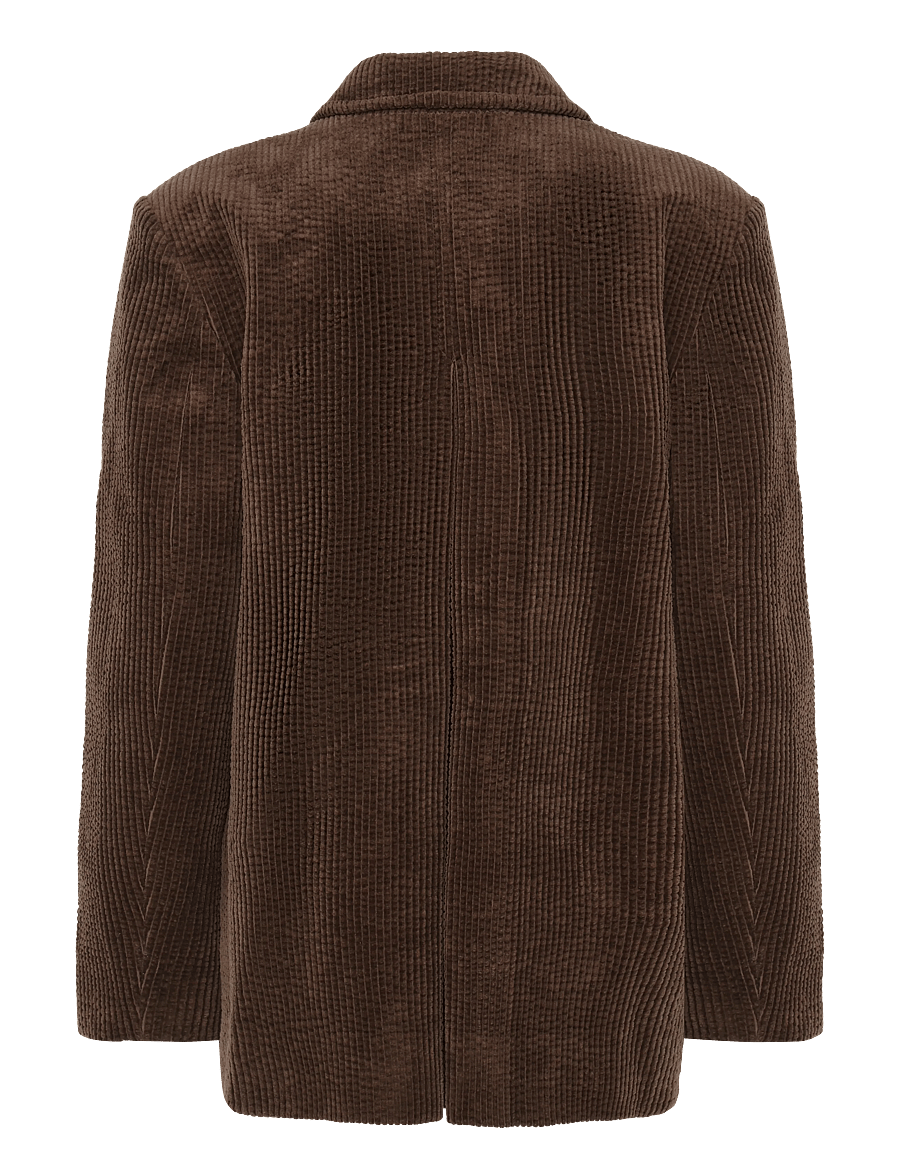 Ganni - Corduroy Blazer Chicory - Üherealised pintsakud - brown - 1