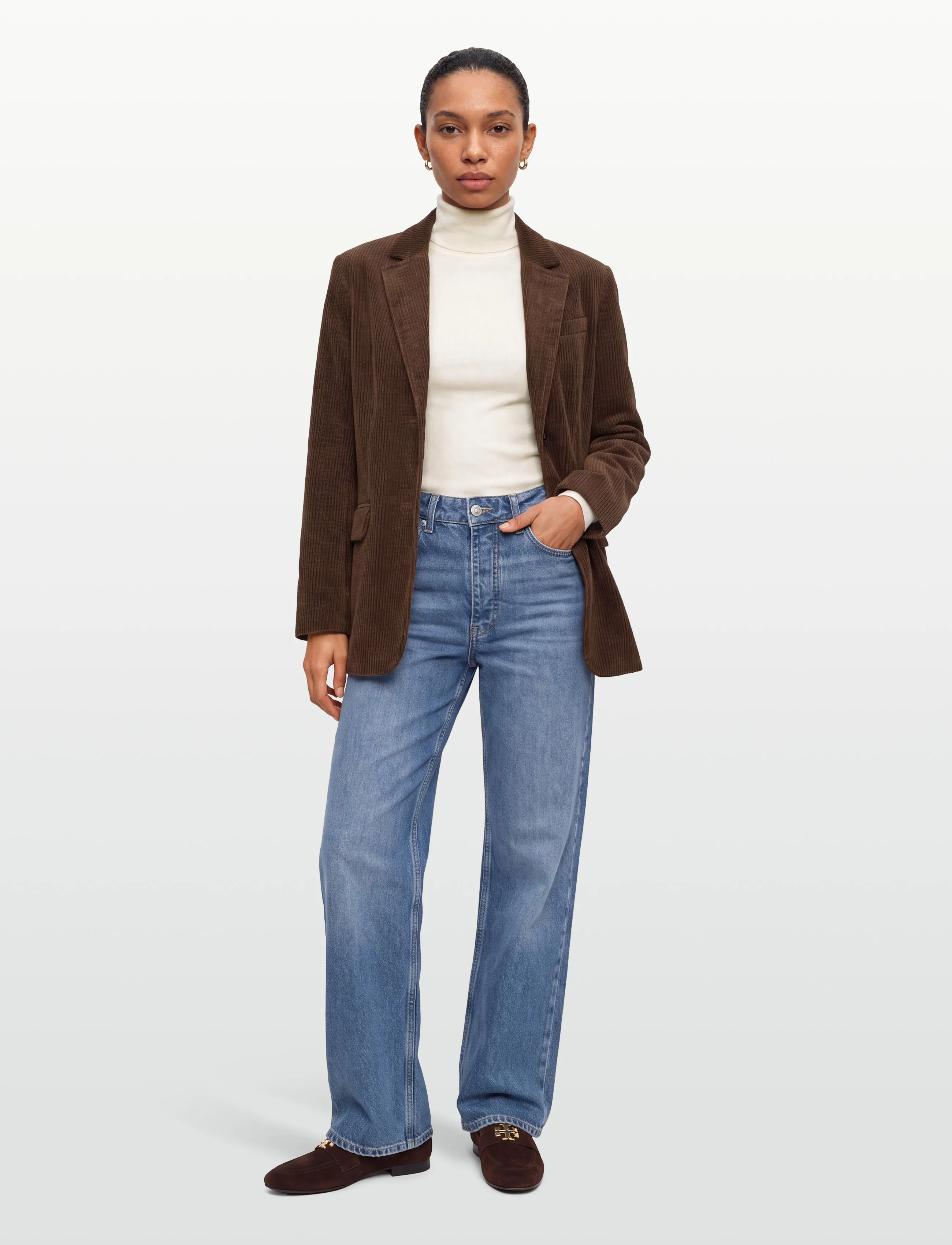 Ganni Corduroy Blazer Chicory, XXS/XS, Brown, Blazere > Enkeltradede Blazere, Dame