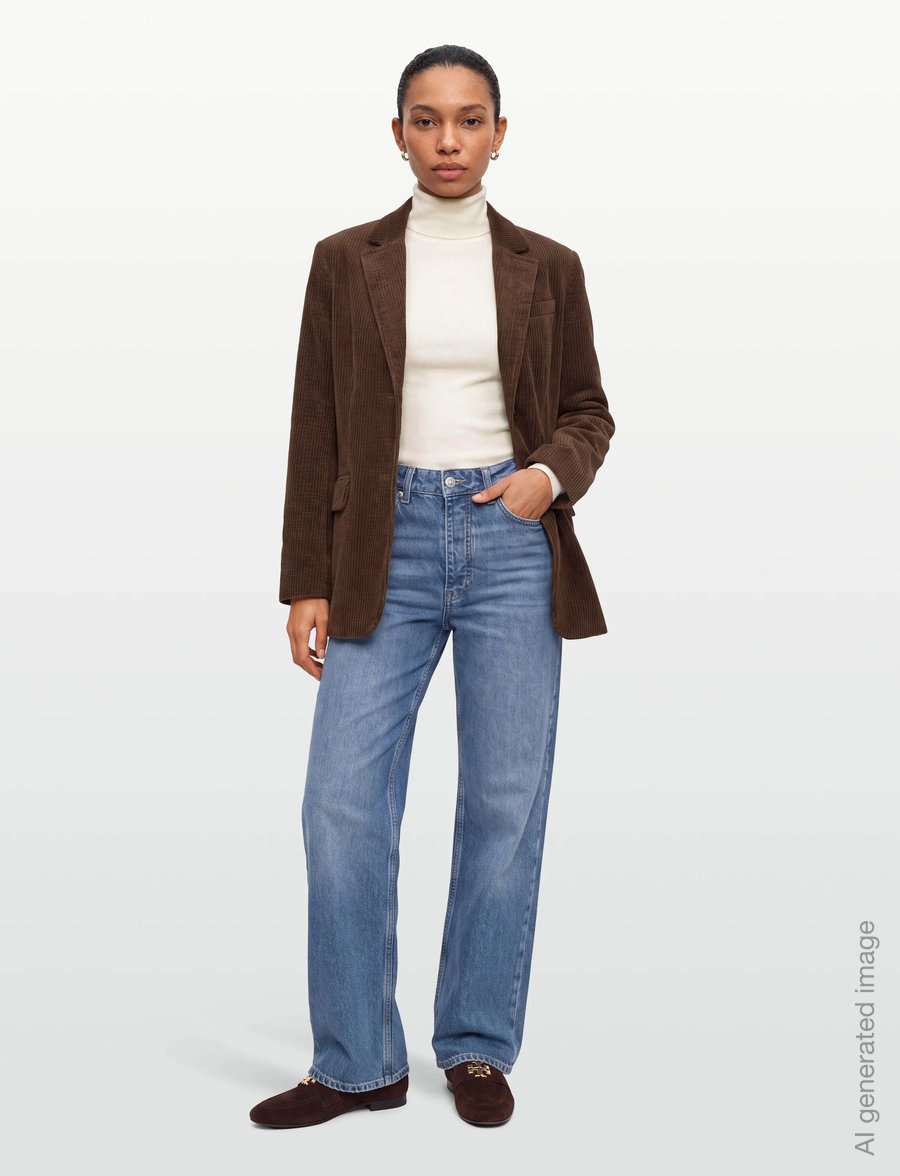 Ganni - Corduroy Blazer Chicory - Üherealised pintsakud - brown - 0