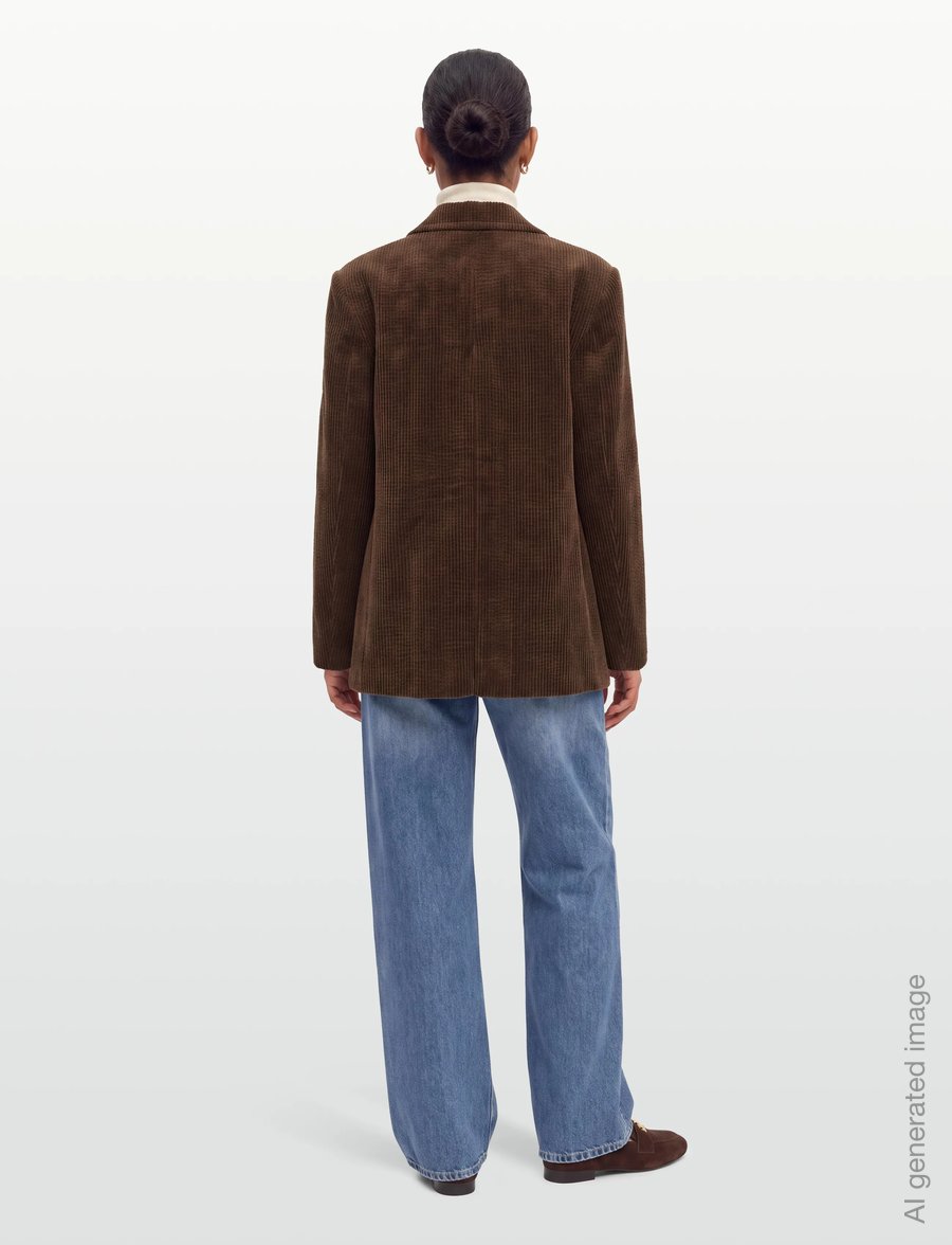 Ganni - Corduroy Blazer Chicory - Üherealised pintsakud - brown - 4