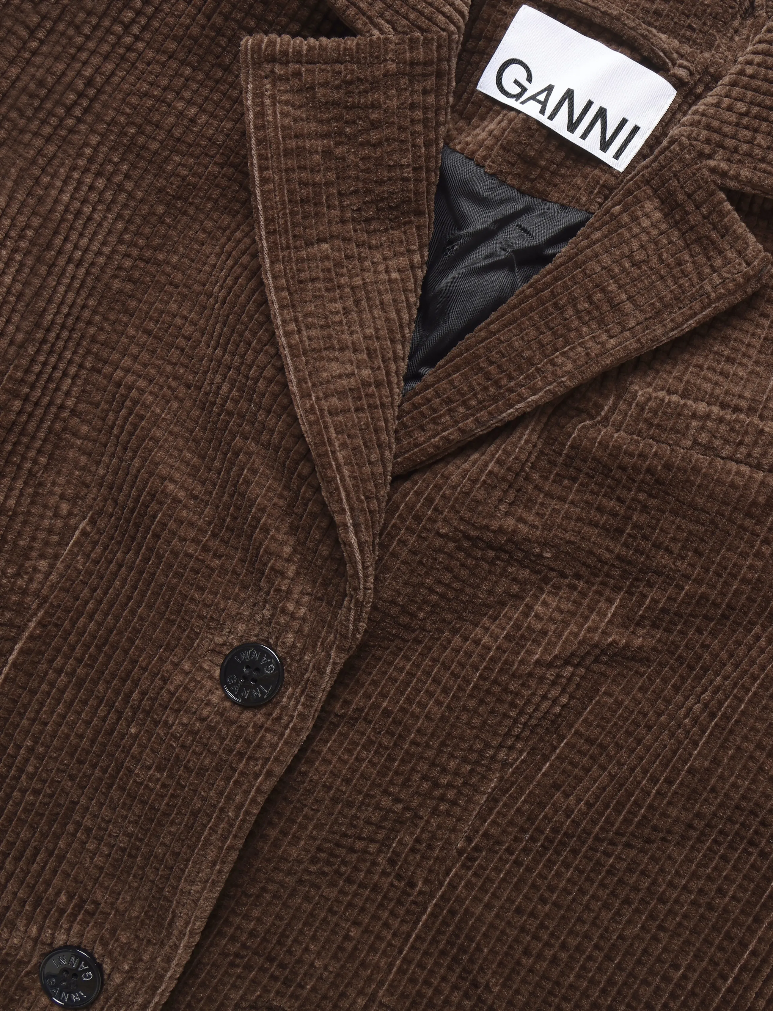Ganni - Brown Seersucker Corduroy Blazer - brown - 2
