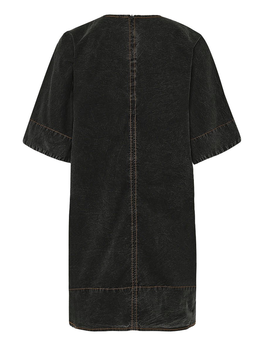 Ganni - Black Washed Kimono Dress - korta klänningar - black - 2