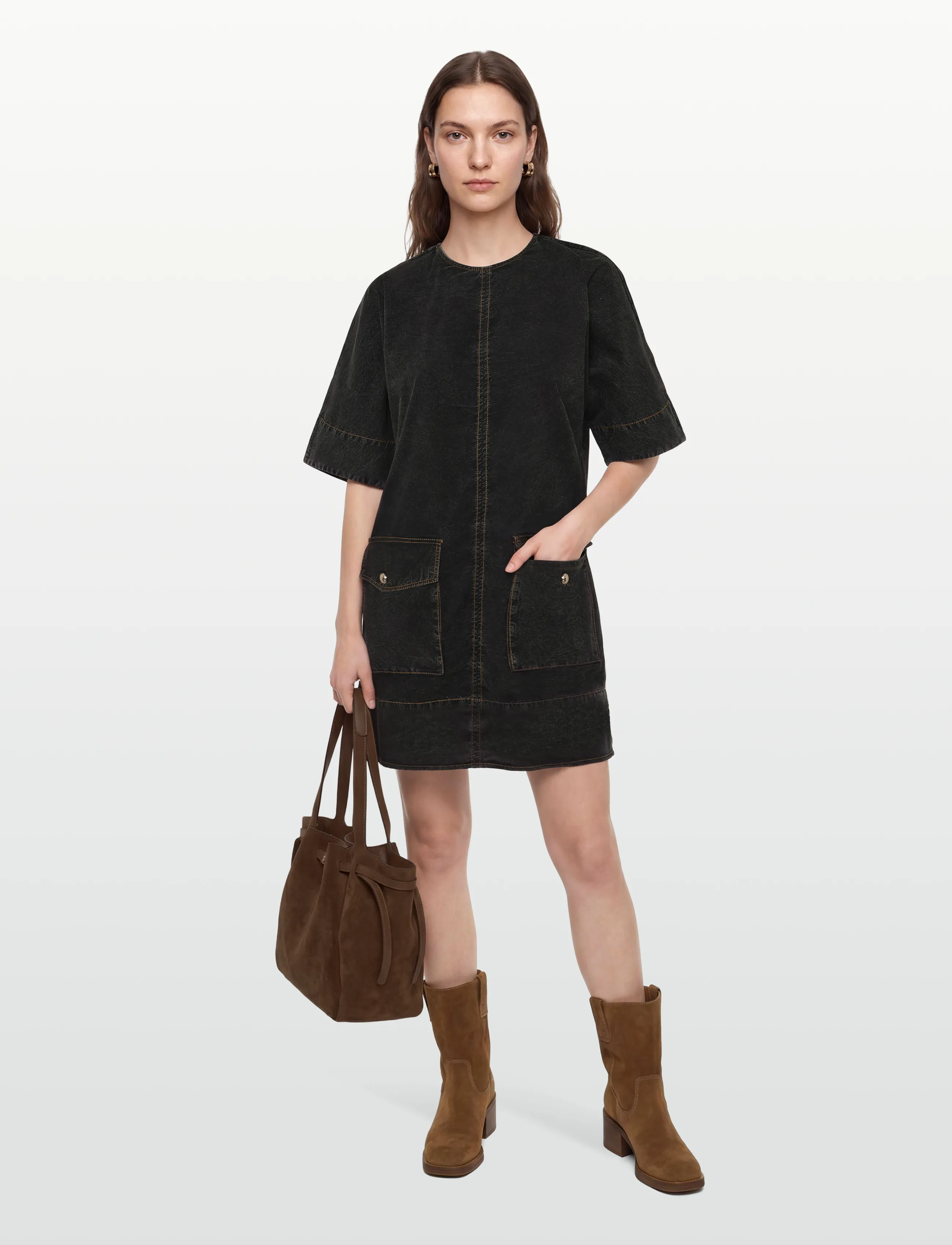 Ganni Black Washed Kimono Dress, 40, Dresses, Schwarz - Short Frauen