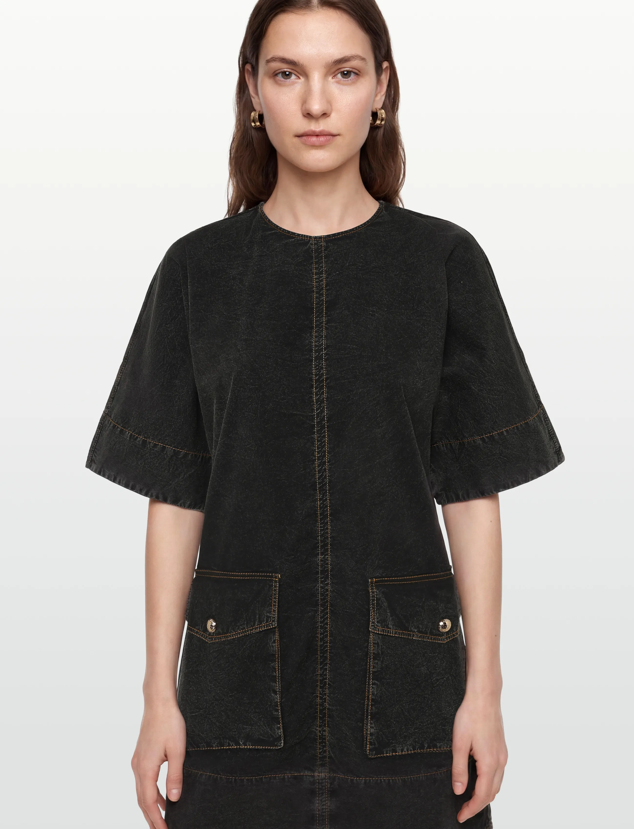 Ganni - Black Washed Kimono Dress - korta klänningar - black - 3