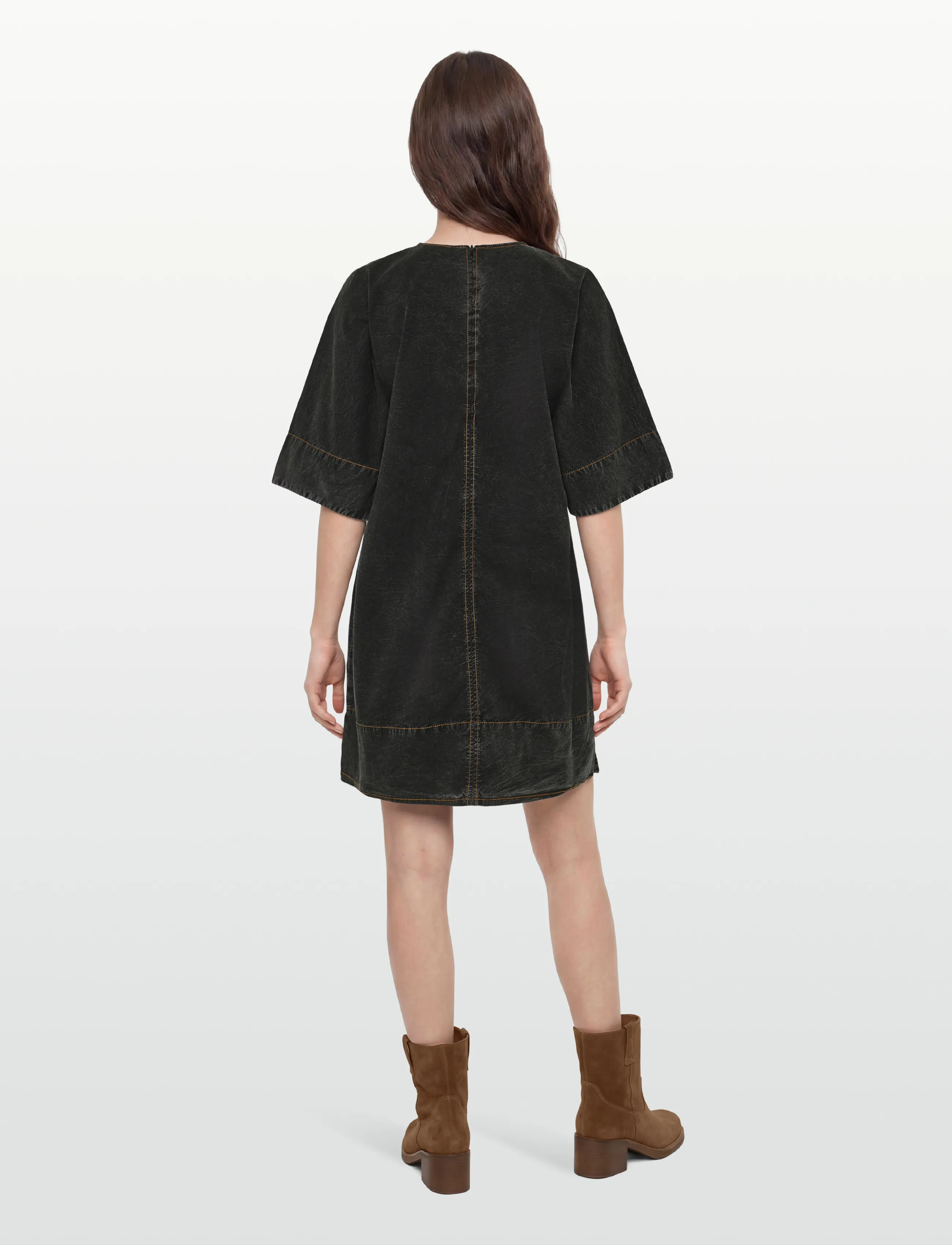 Ganni - Black Washed Kimono Dress - korta klänningar - black - 4