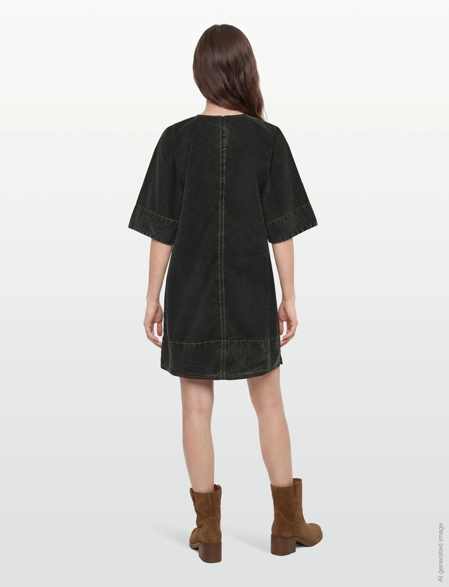 Ganni - Black Washed Kimono Dress - korta klänningar - black - 4